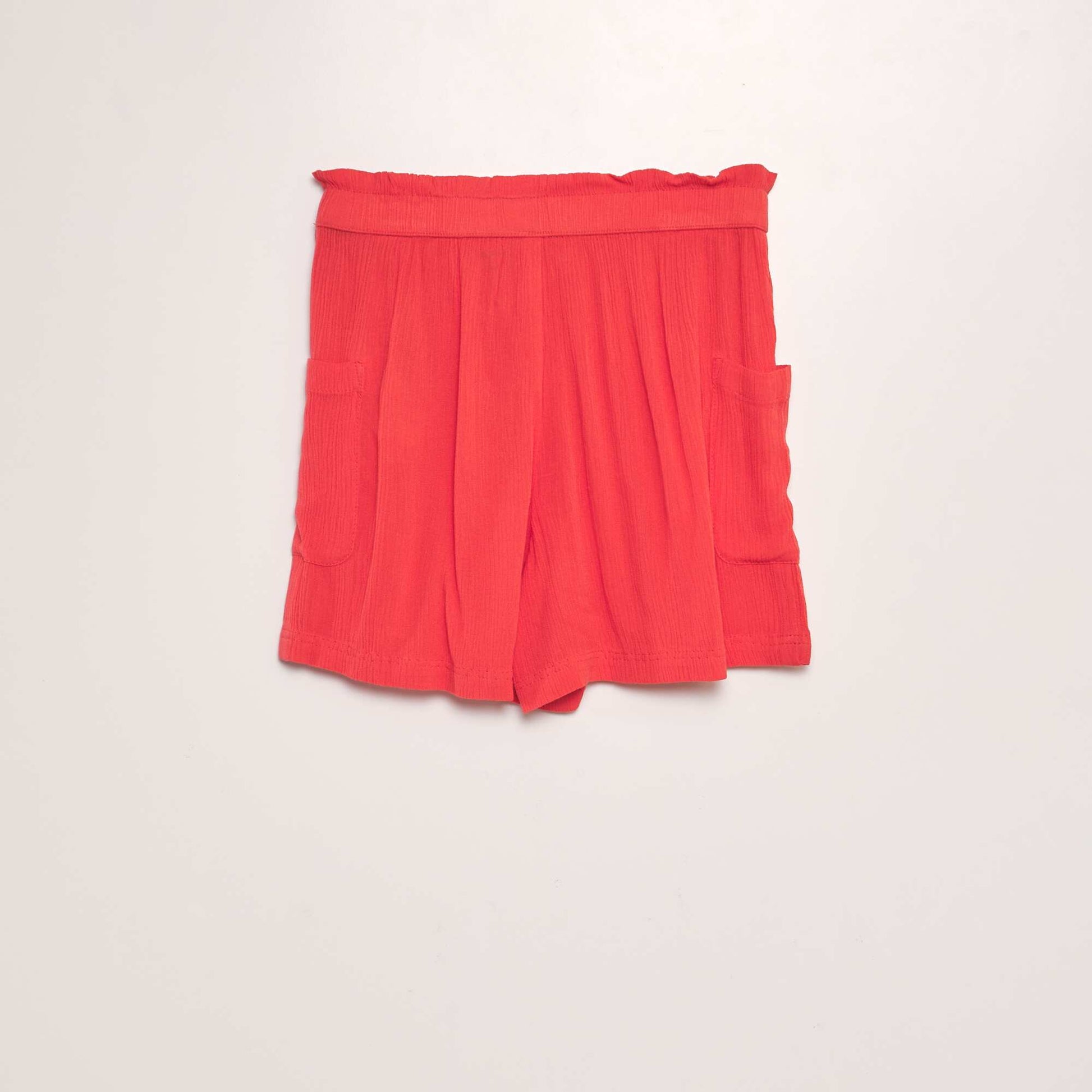 Short en maille crêpe ROUGE