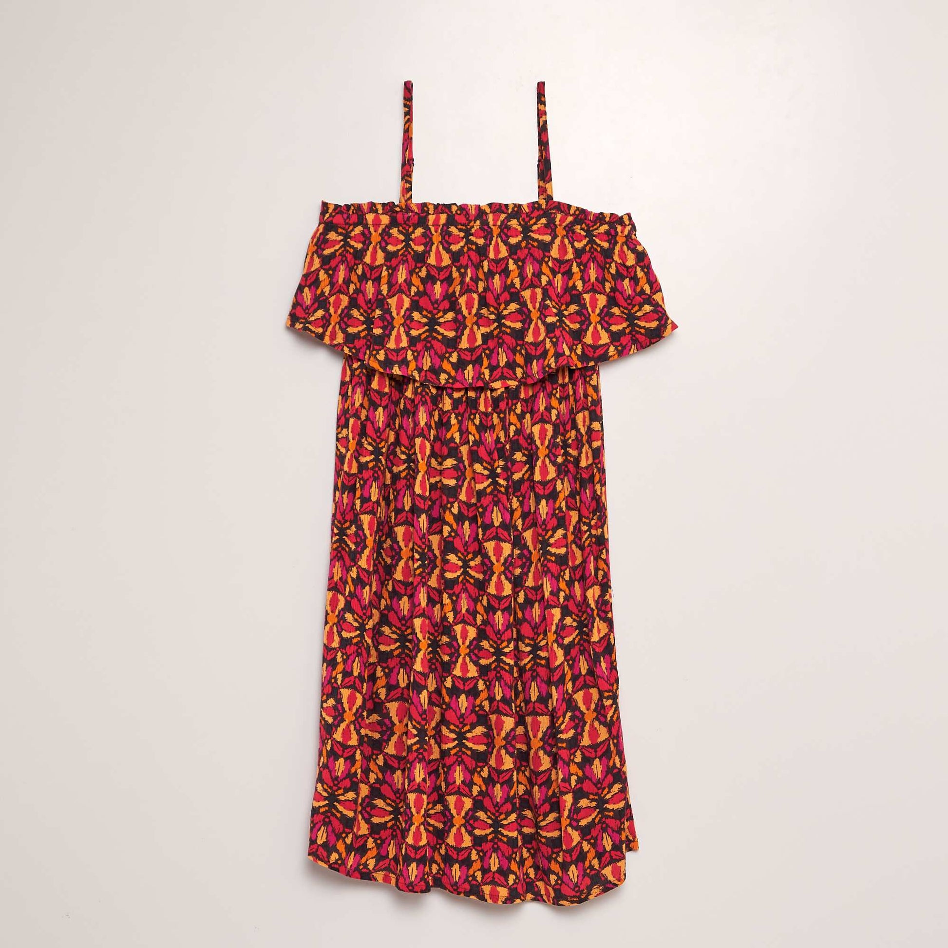Robe en matière crêpée ROUGE