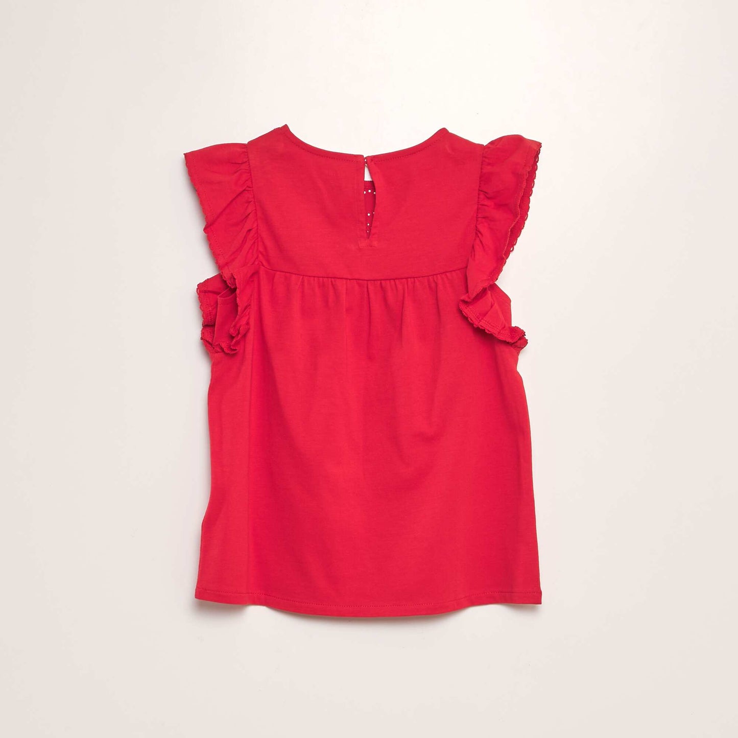 T-shirt avec broderie anglaise ROUGE