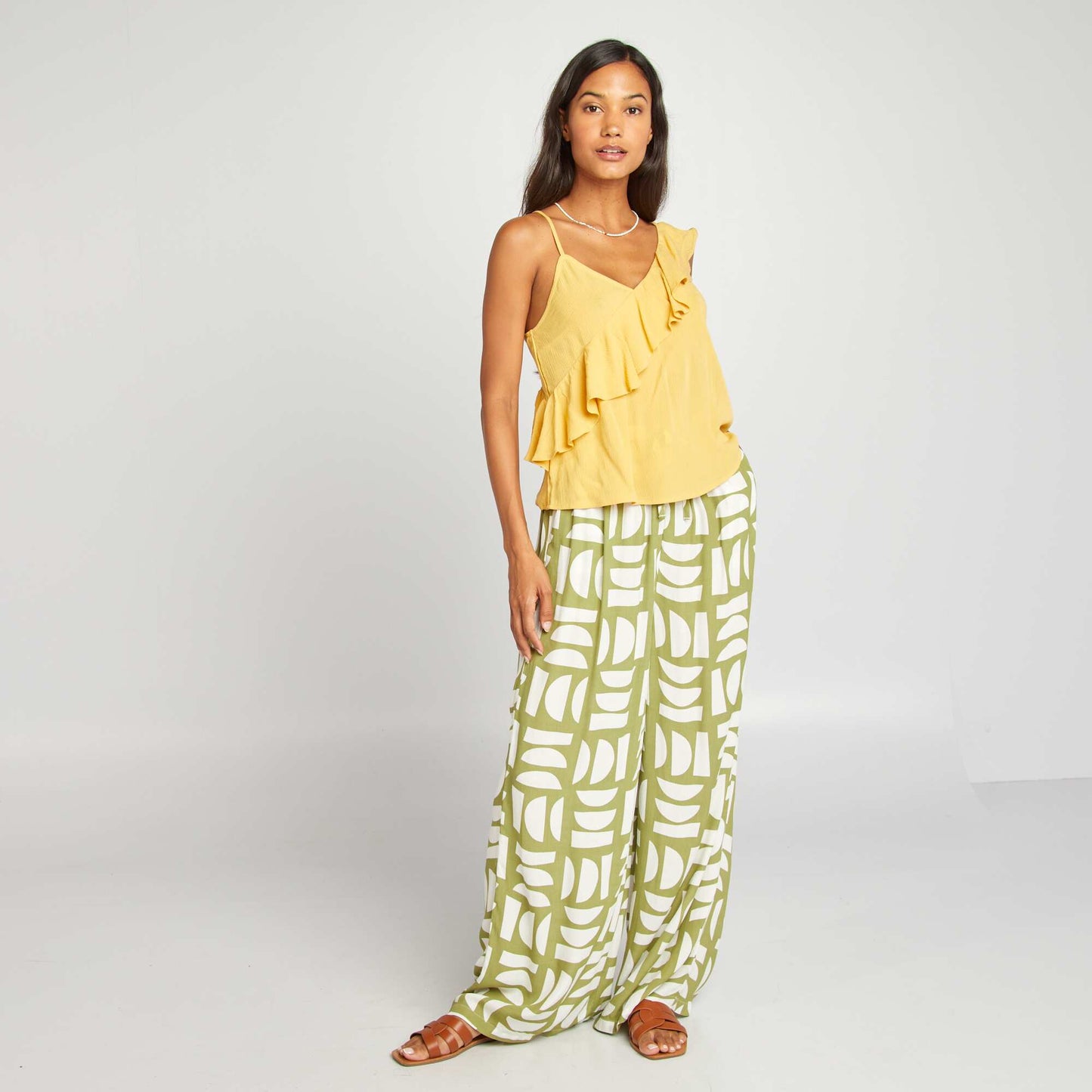 Top asymétrique à volants JAUNE