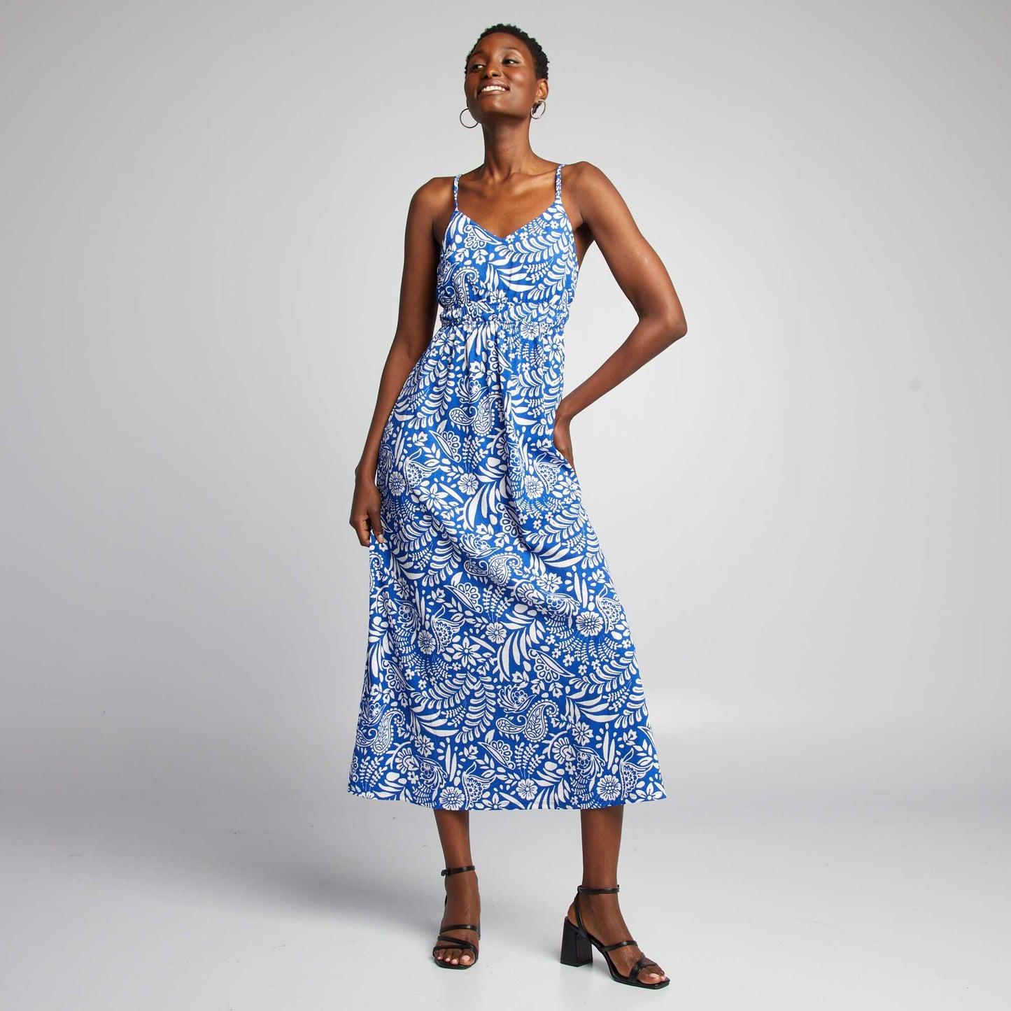 Robe longue imprimée BLEU