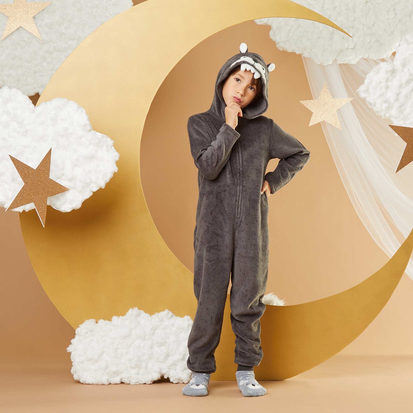 Combinaison de nuit en polaire 'ours' GRIS