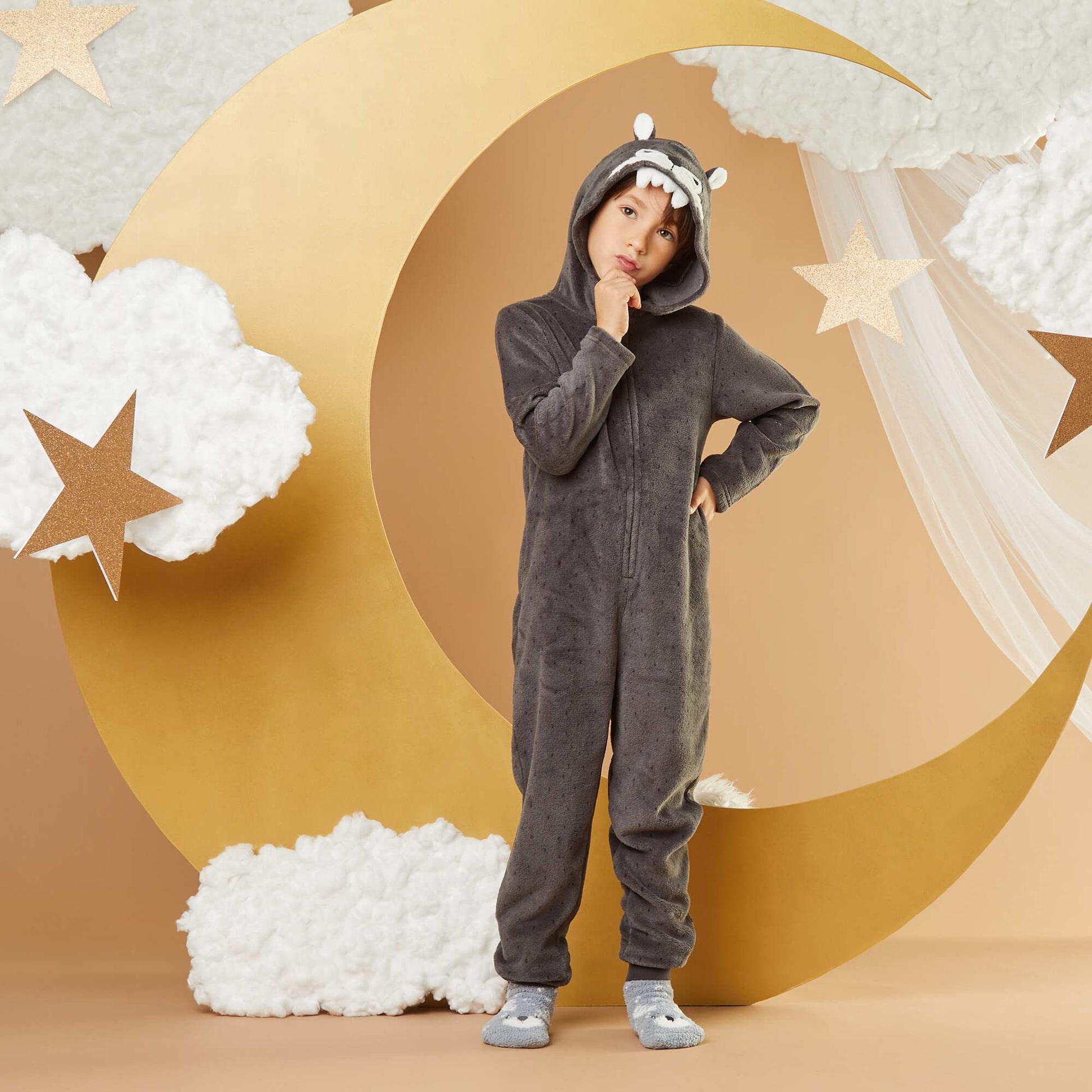 Combinaison de nuit en polaire 'ours' GRIS
