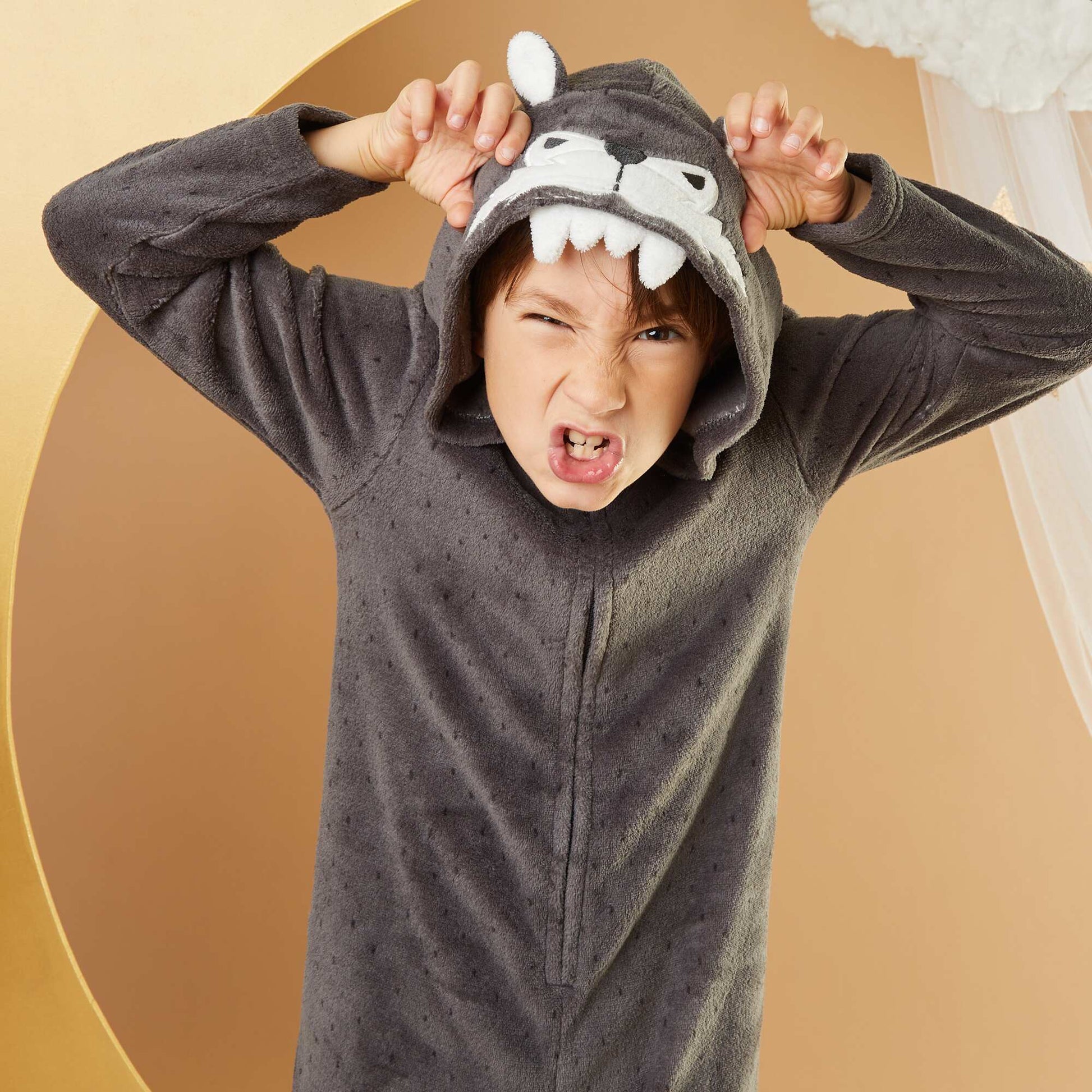 Combinaison de nuit en polaire 'ours' GRIS