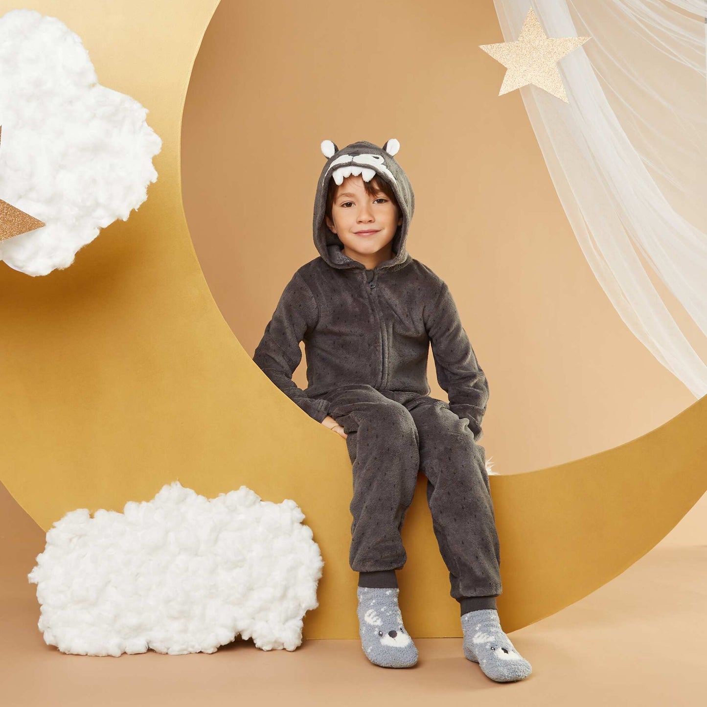 Combinaison de nuit en polaire 'ours' GRIS