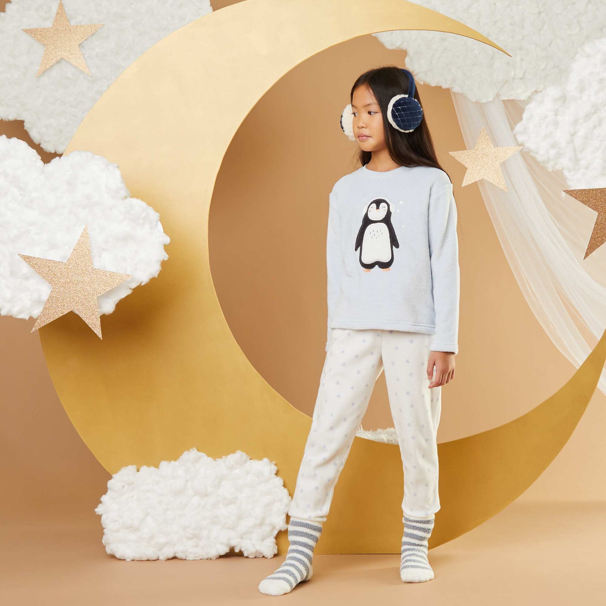 Ensemble pyjama polaire 'pingouin' - 2 pièces BLEU