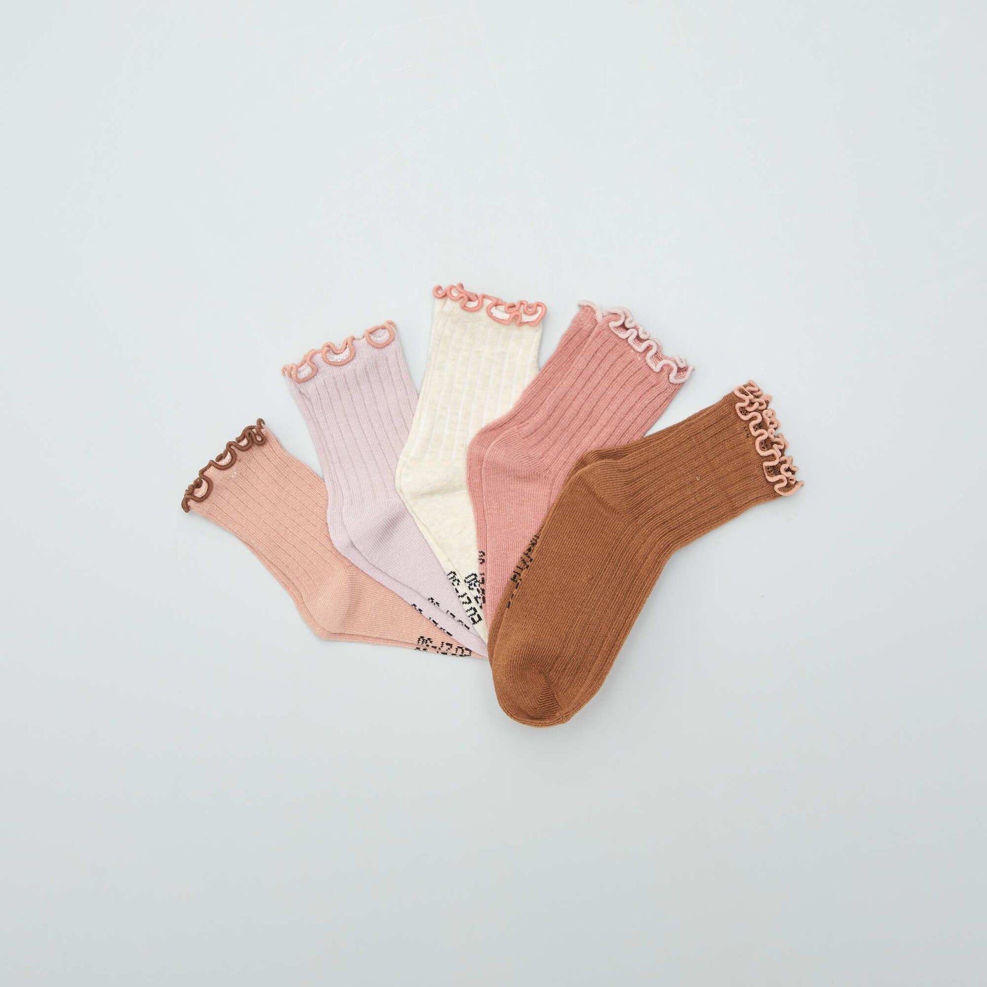 Lot de 5 chaussettes rib MARRON/VIOLET