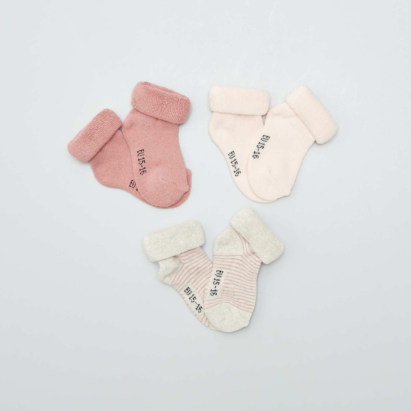 Lot de 3 paires de chaussettes de naissance ROSE