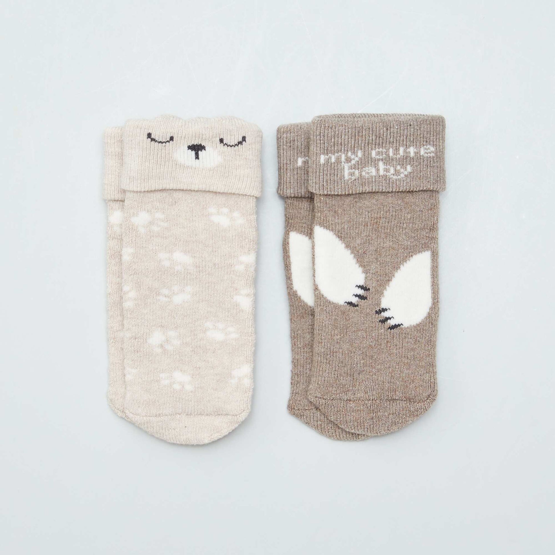 Lot de 2 paires de chaussettes naissances GRIS