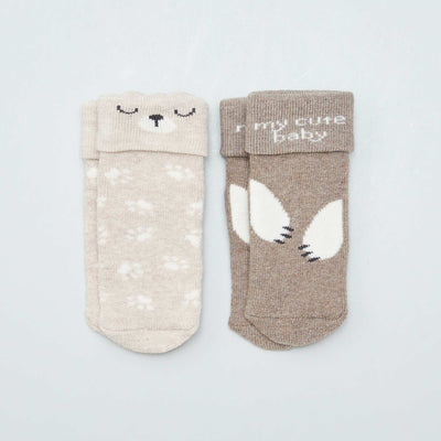 Lot de 2 paires de chaussettes naissances GRIS