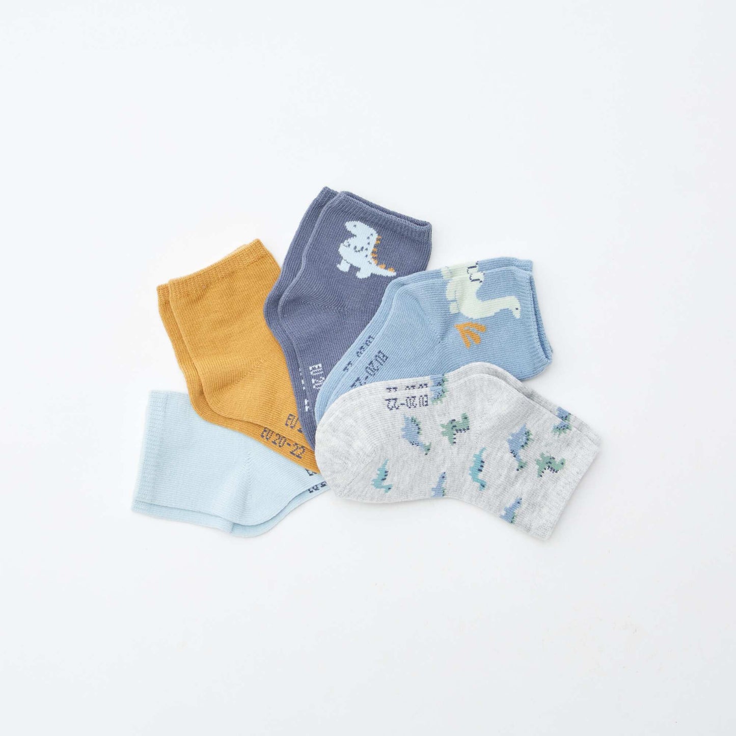 Lot de 5 paires de chaussettes en maille stretch BLEU/JAUNE