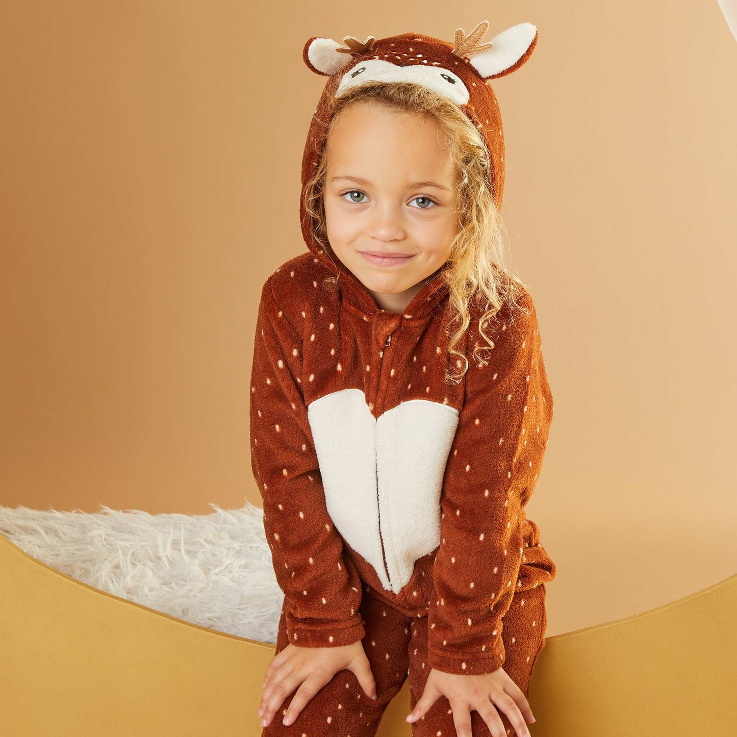 Combinaison de nuit en polaire 'biche' MARRON