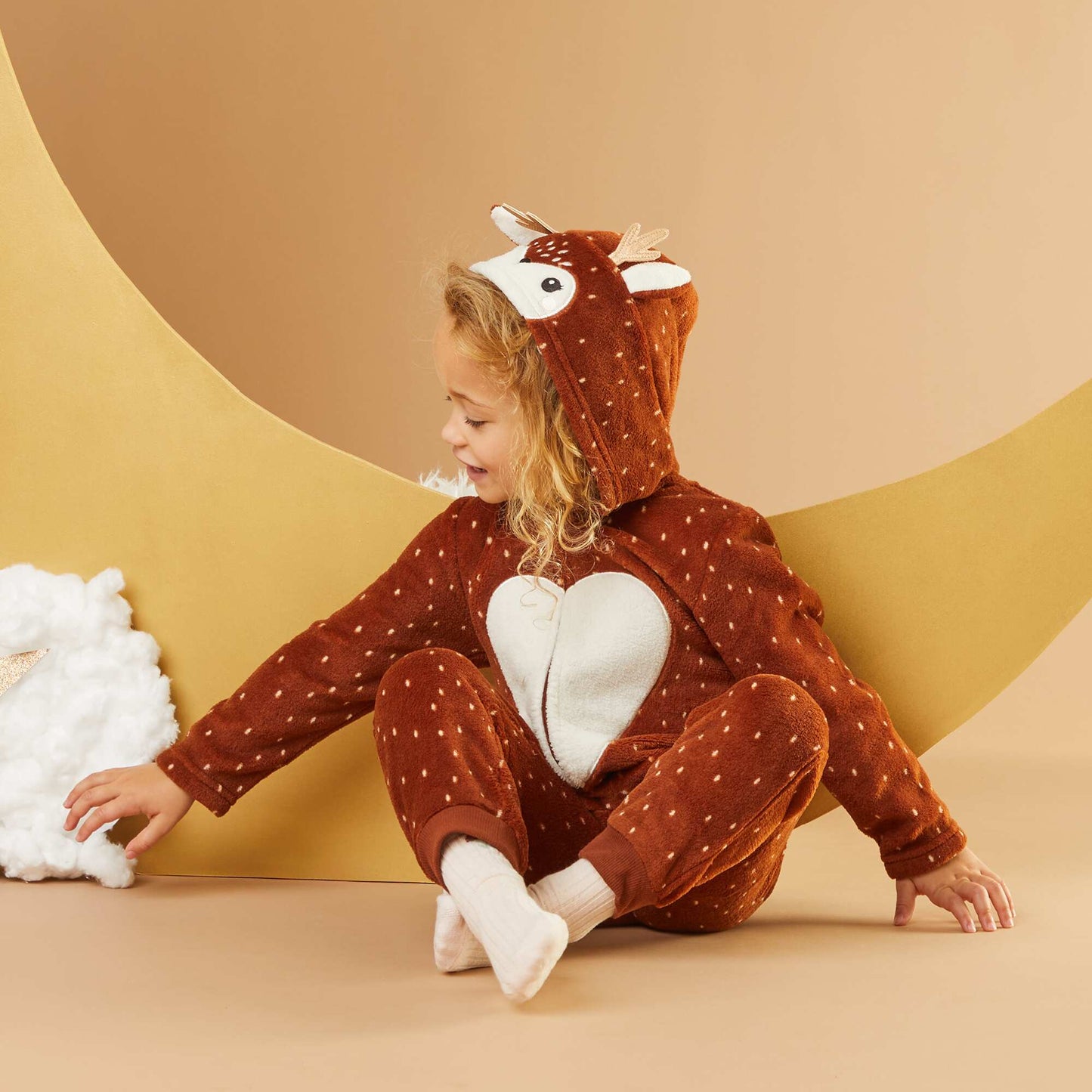 Combinaison de nuit en polaire 'biche' MARRON