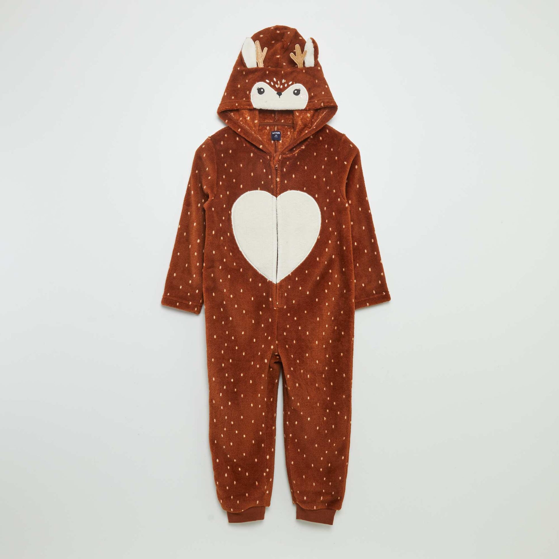 Combinaison de nuit en polaire 'biche' MARRON