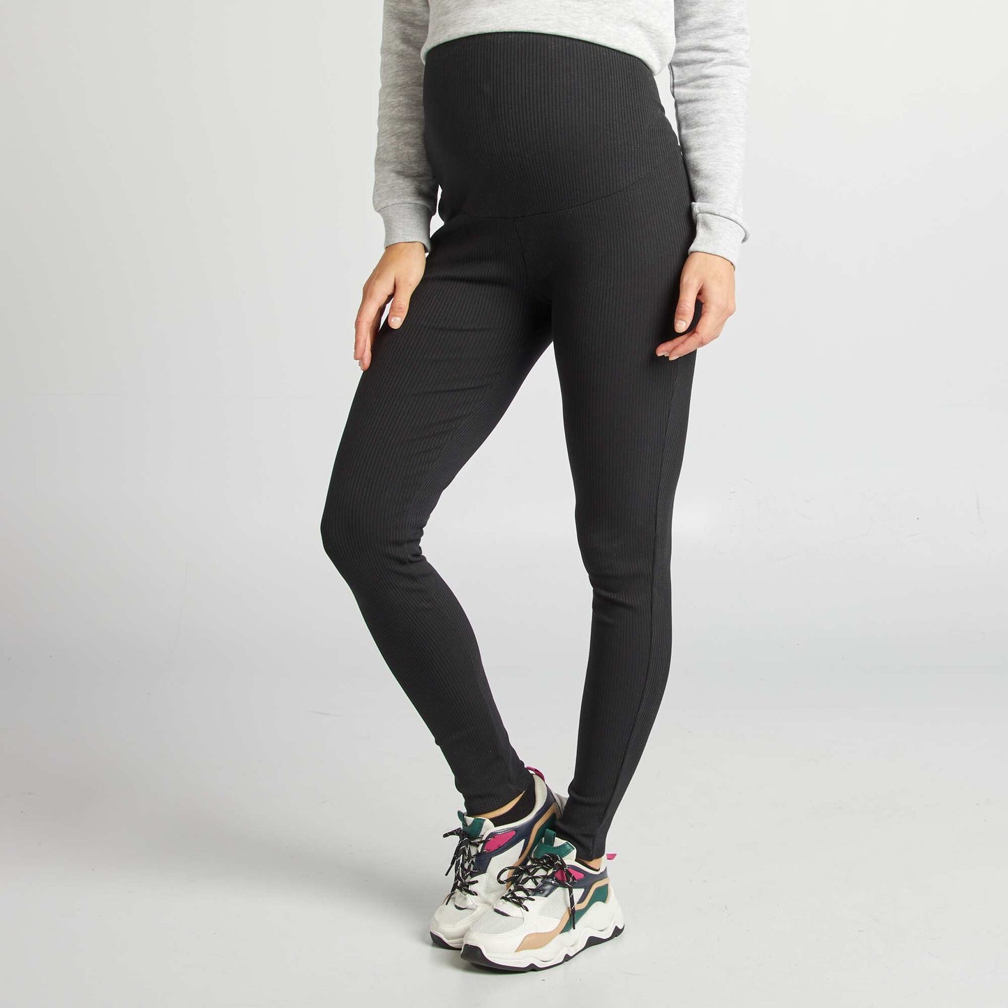 Legging côtelé de maternité NOIR