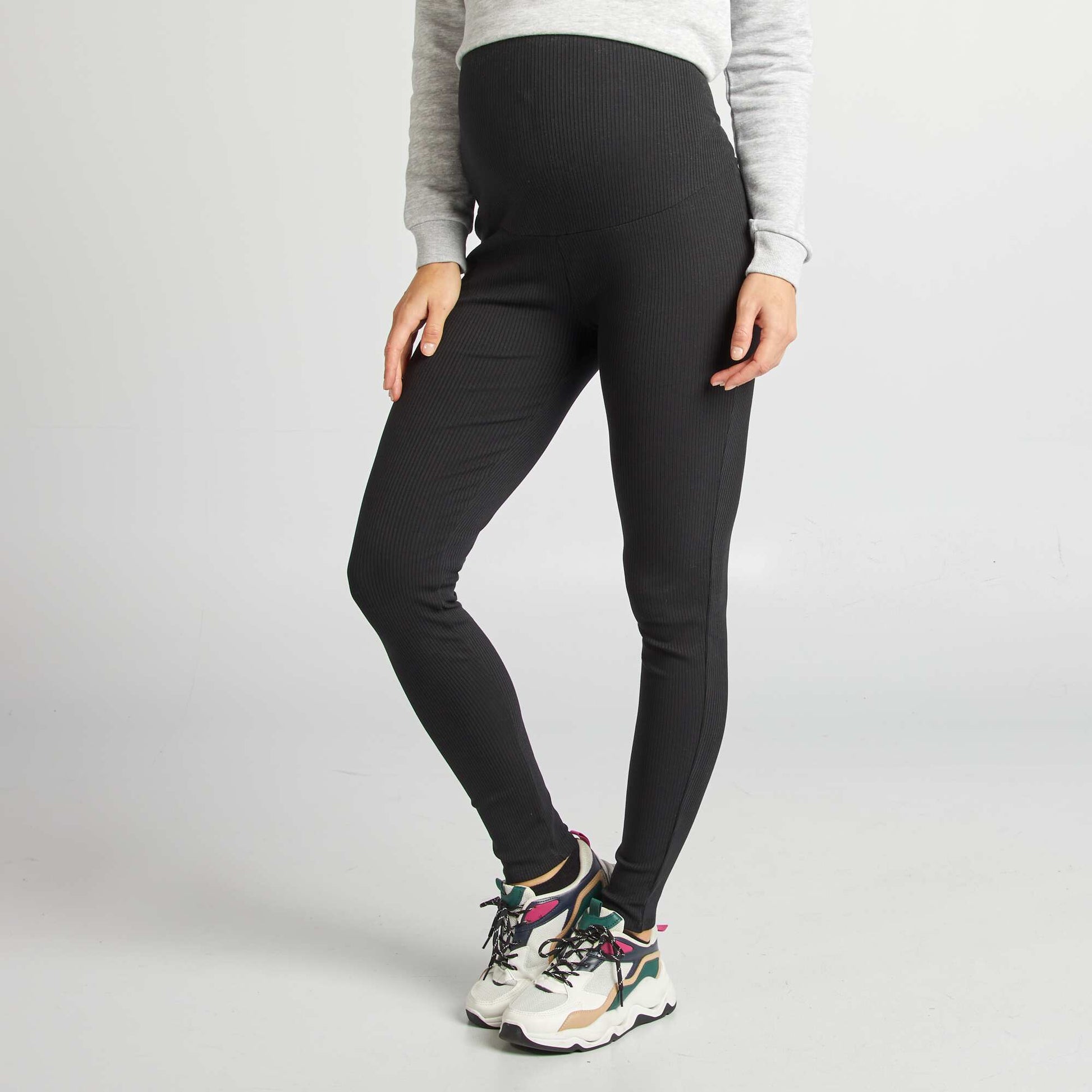 Legging côtelé de maternité NOIR