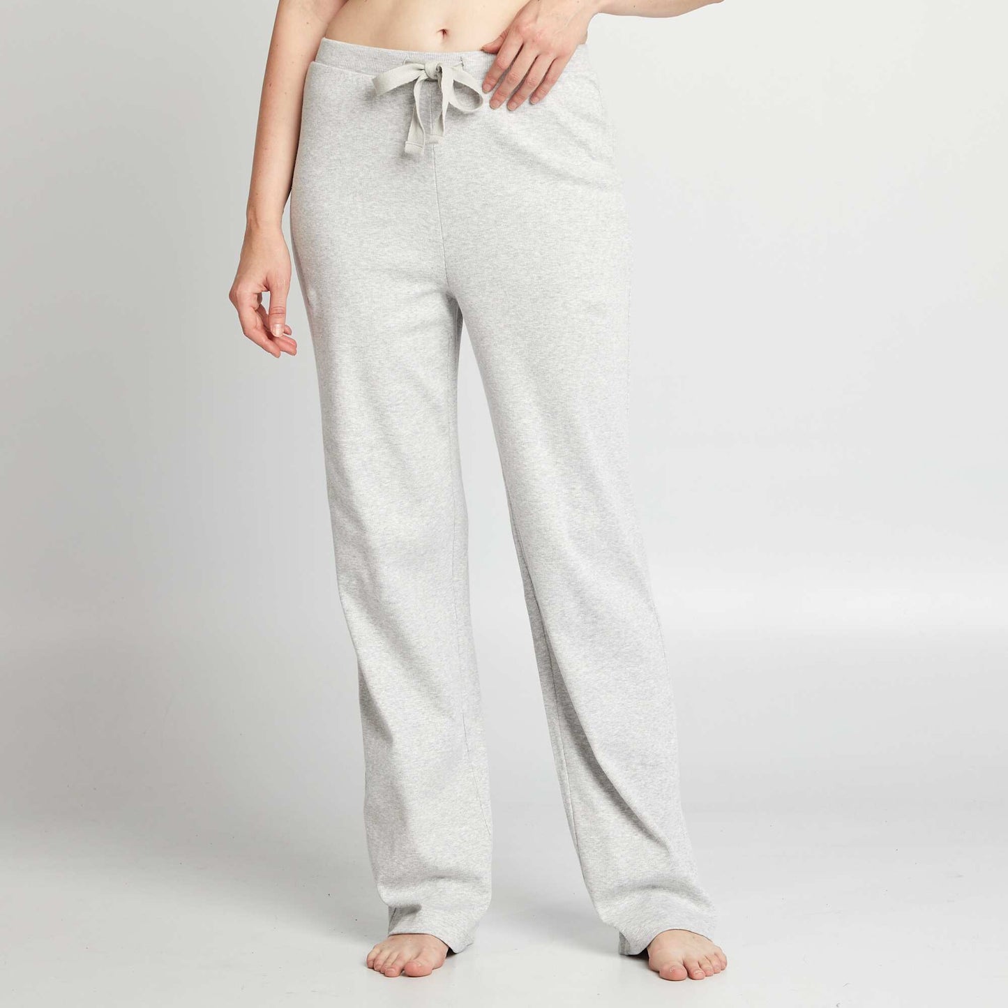 Pantalon de pyjama large rib GRIS CHINé