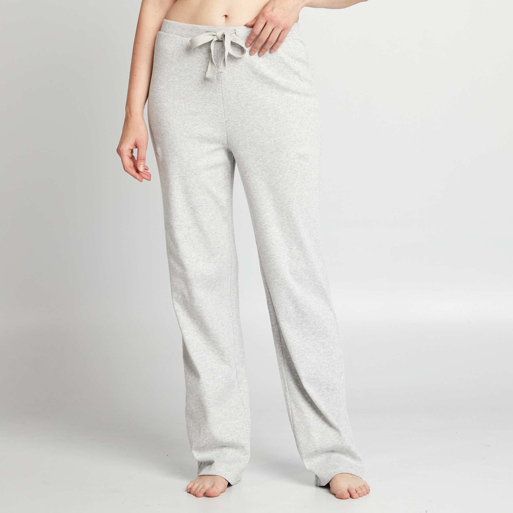Pantalon de pyjama large rib GRIS CHINé