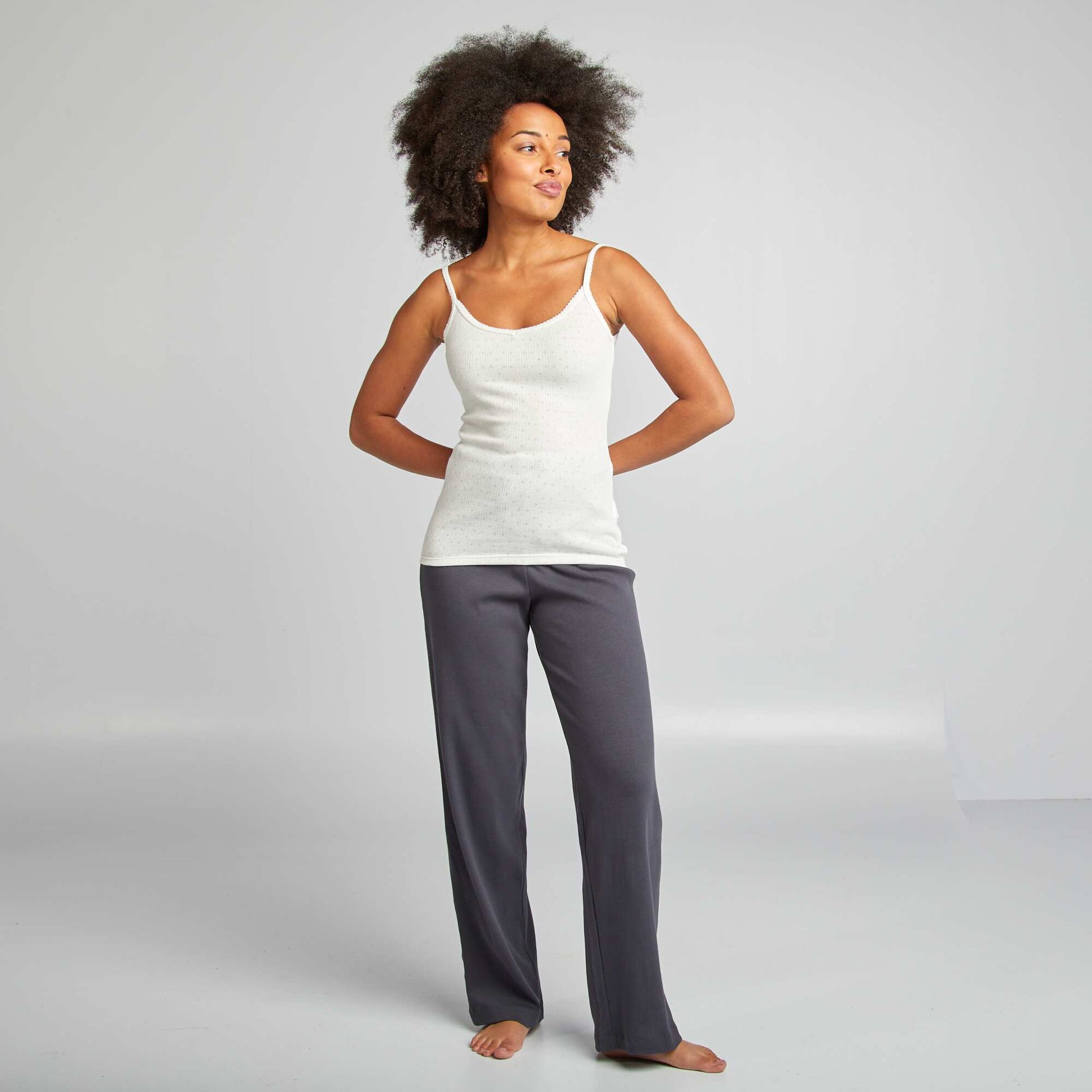 Pantalon de pyjama large rib BLEU