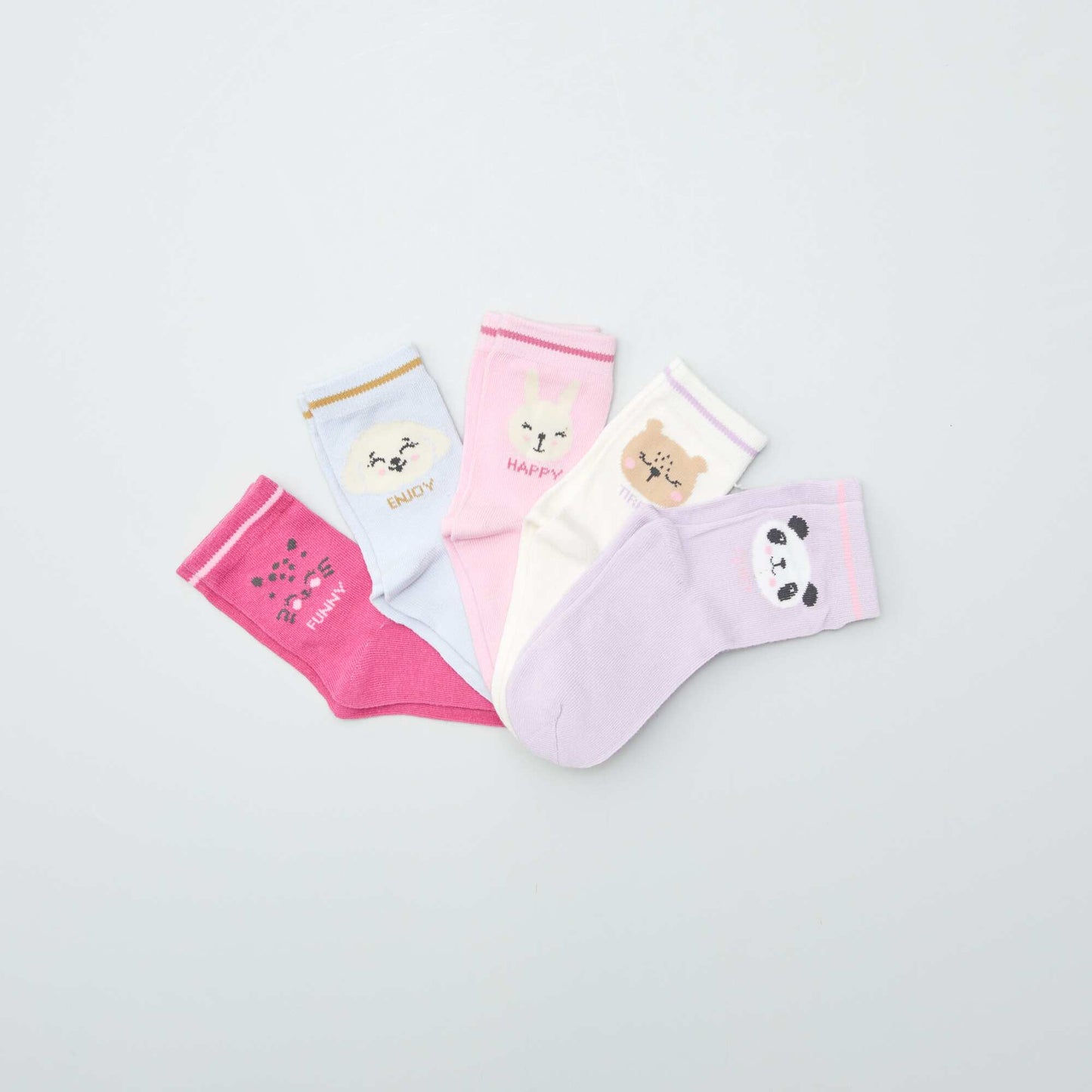 Lot de 5 paires de chaussettes colorées ROSE/BLEU/BLANC