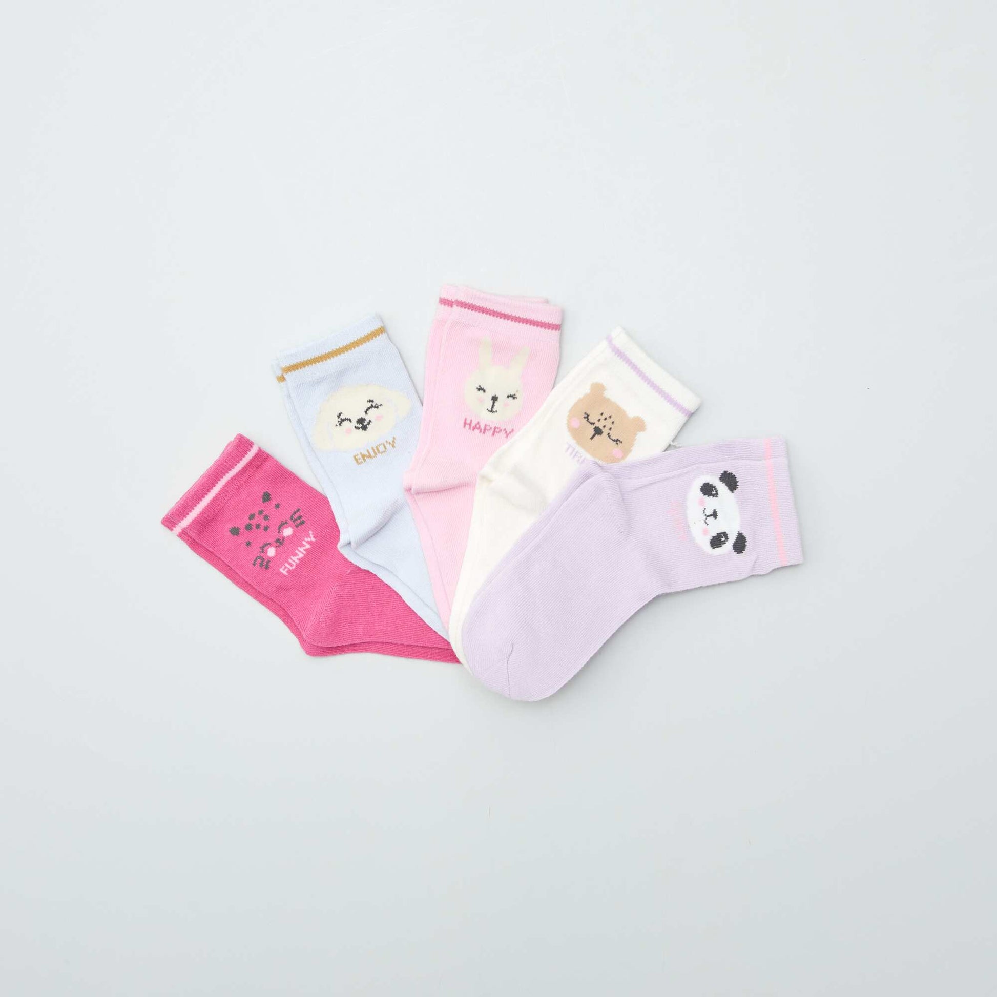 Lot de 5 paires de chaussettes colorées ROSE/BLEU/BLANC