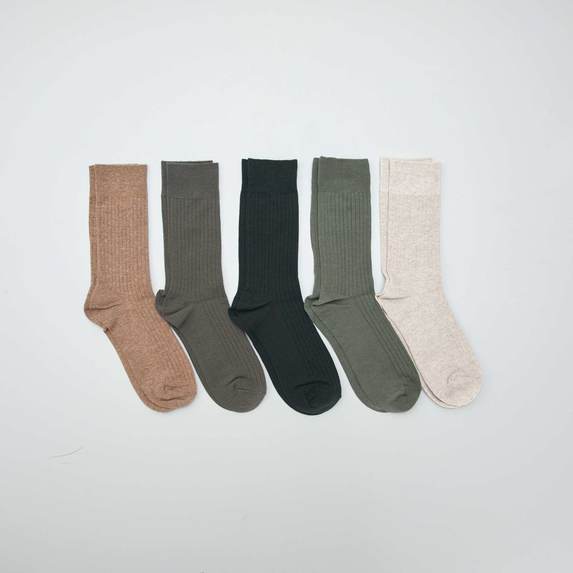 Lot de 5 chaussettes côtelées KAKI