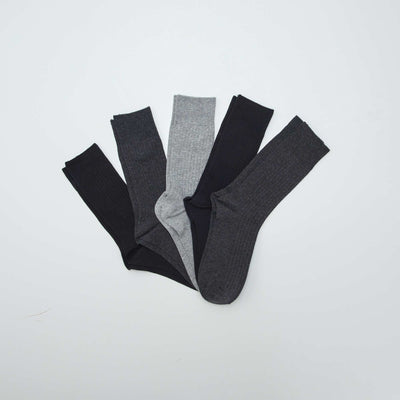 Lot de 5 chaussettes côtelées NOIR
