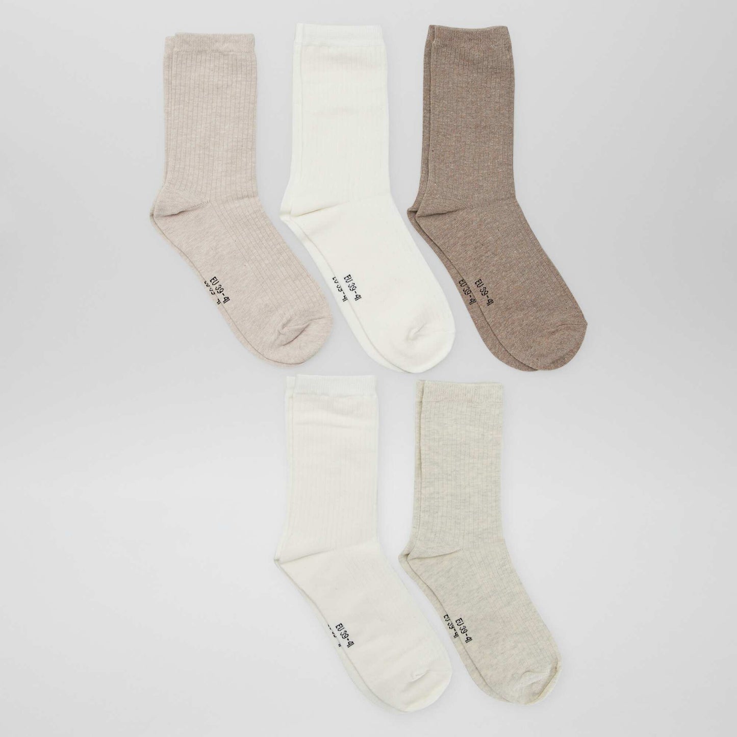 Lot de 5 paires de chaussettes BEIGE/BLANC