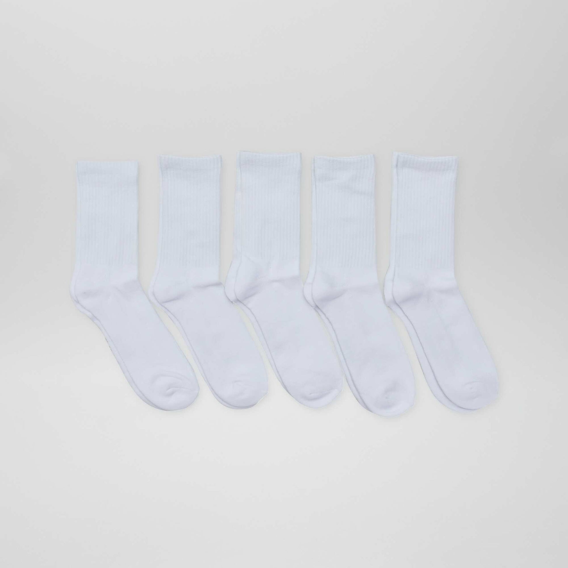 Lot de 5 paires de chaussettes hautes en maille BLANC