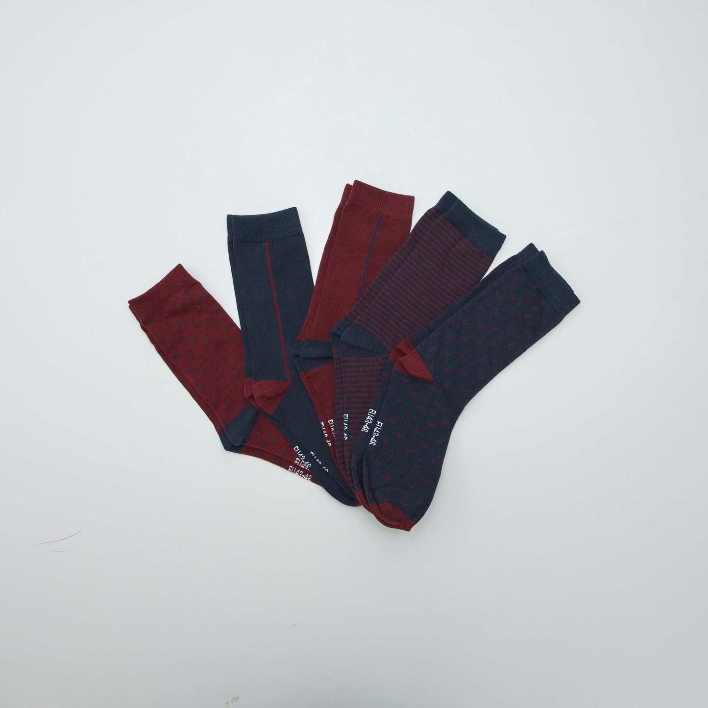 Chaussettes hautes en maille - Lot de 5 BLEU/ROUGE