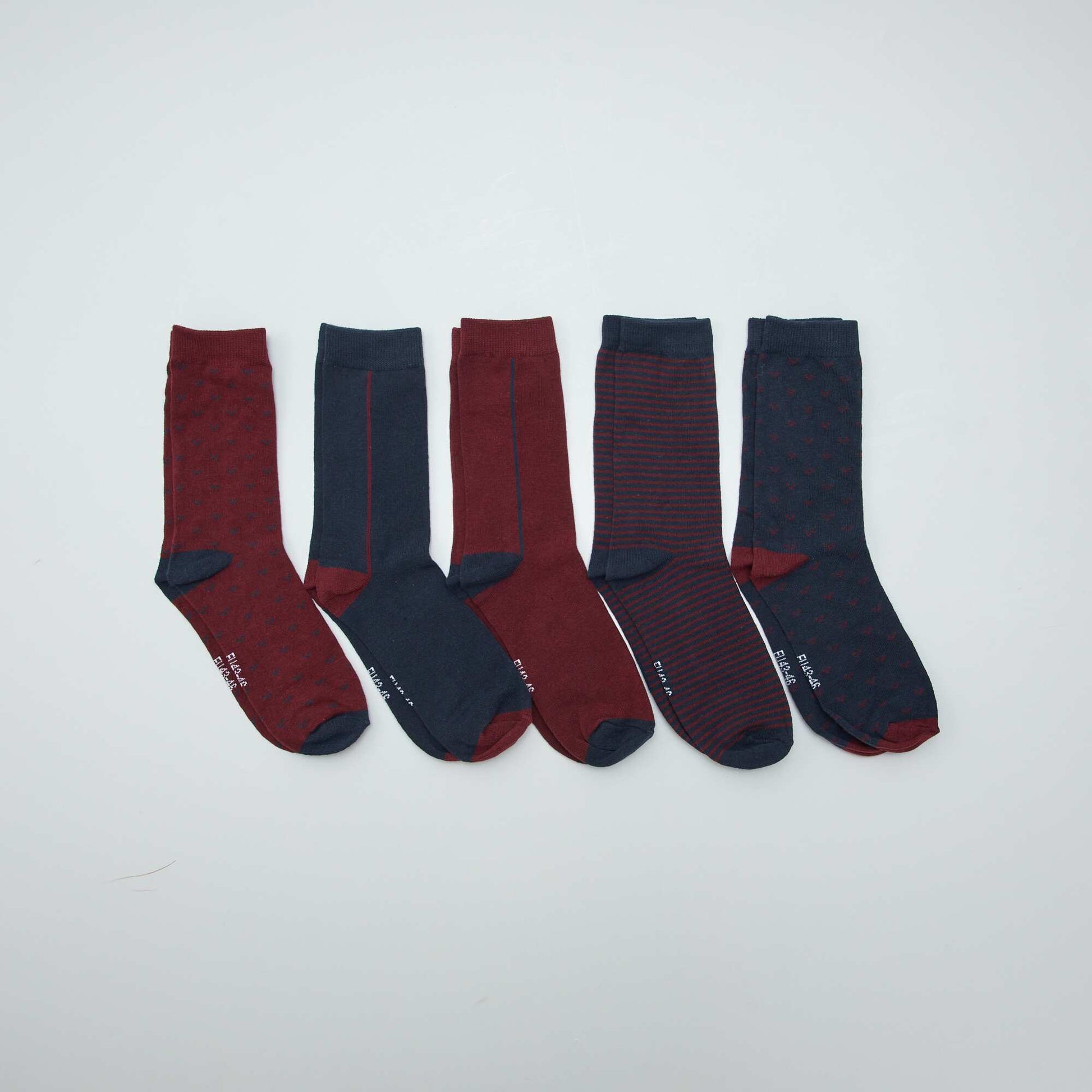 Chaussettes hautes en maille - Lot de 5 BLEU/ROUGE