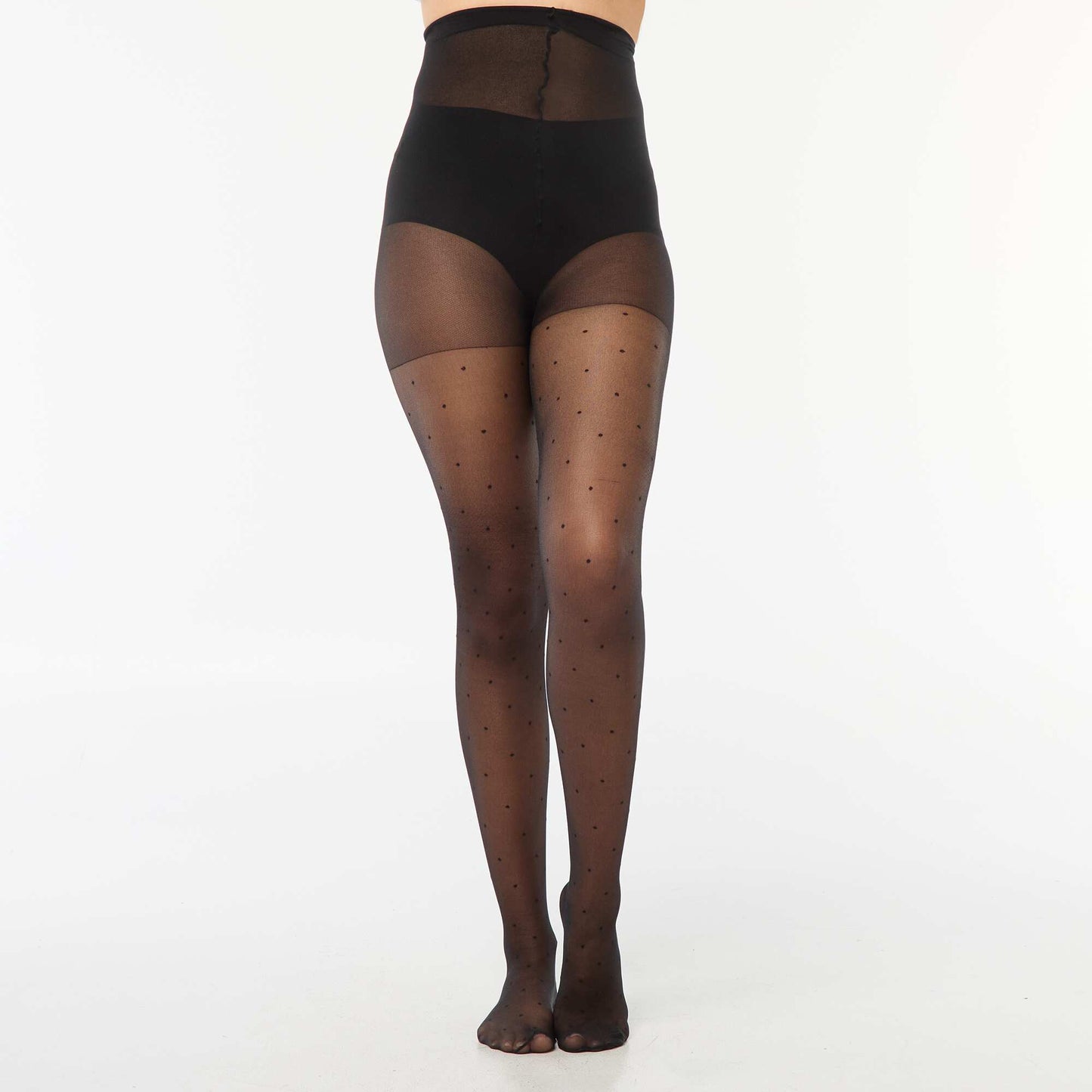 Collants plumetis à pois - 30D NOIR