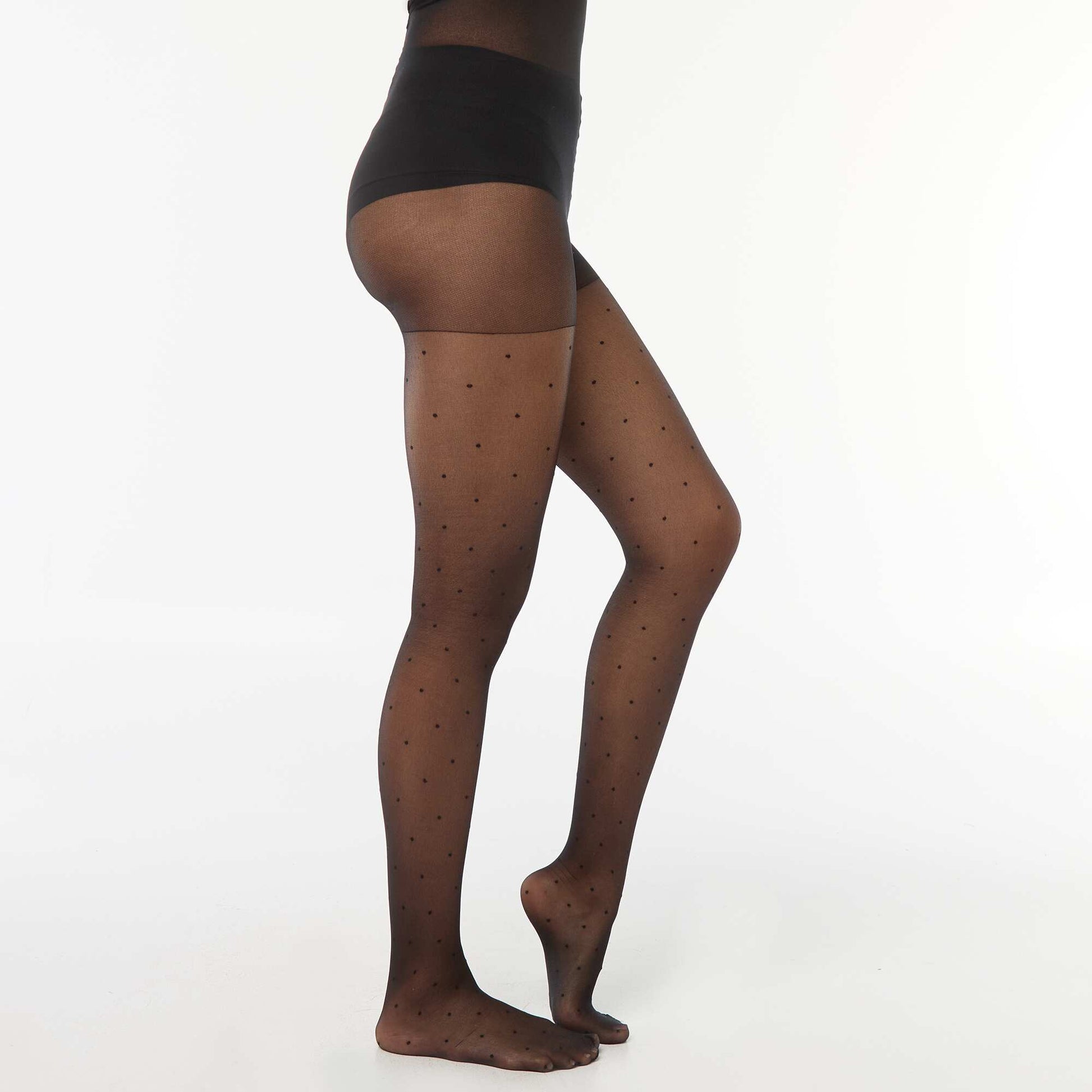 Collants plumetis à pois - 30D NOIR