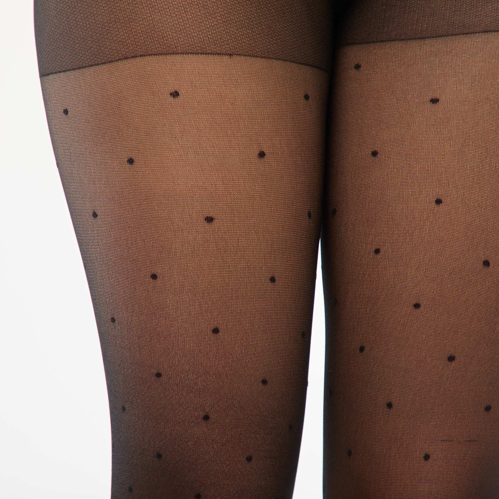 Collants plumetis à pois - 30D NOIR