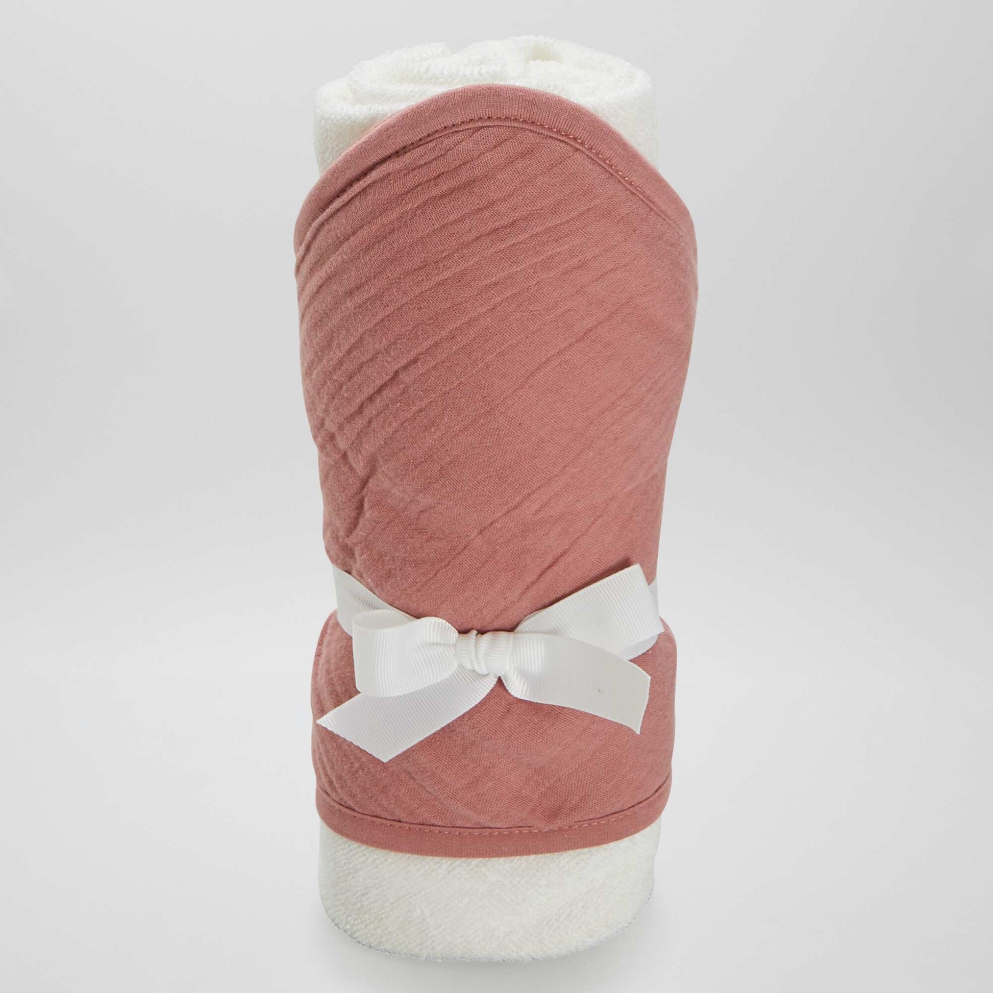 Cape de bain en éponge et gaze de coton ROSE