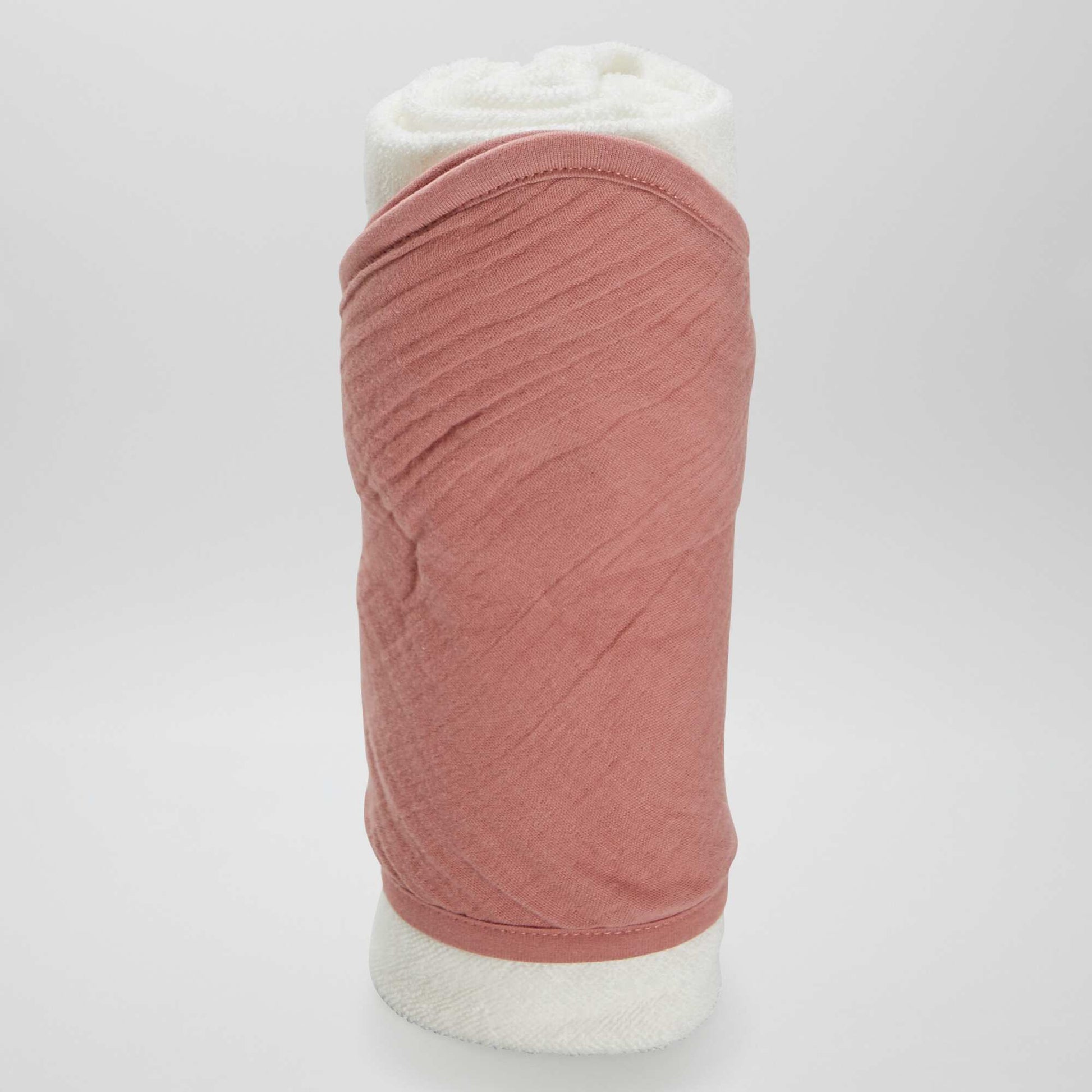 Cape de bain en éponge et gaze de coton ROSE