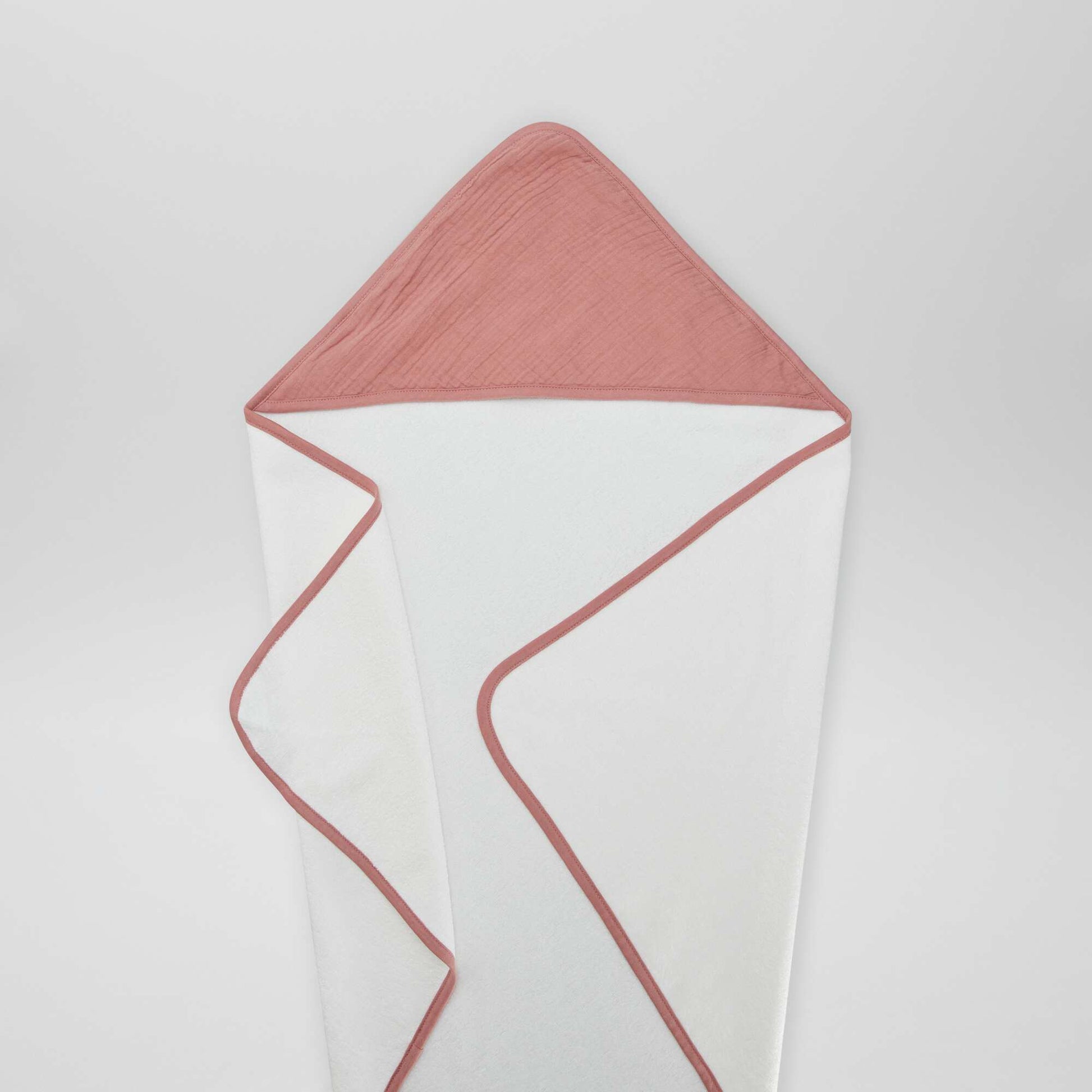 Cape de bain en éponge et gaze de coton ROSE