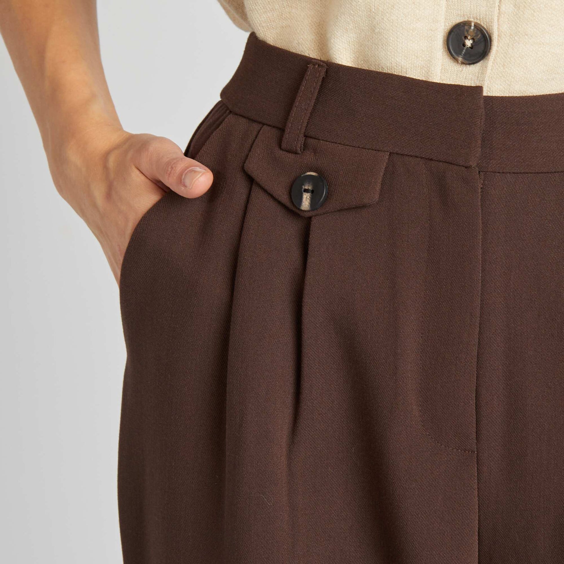 Pantalon tailleur large MARRON