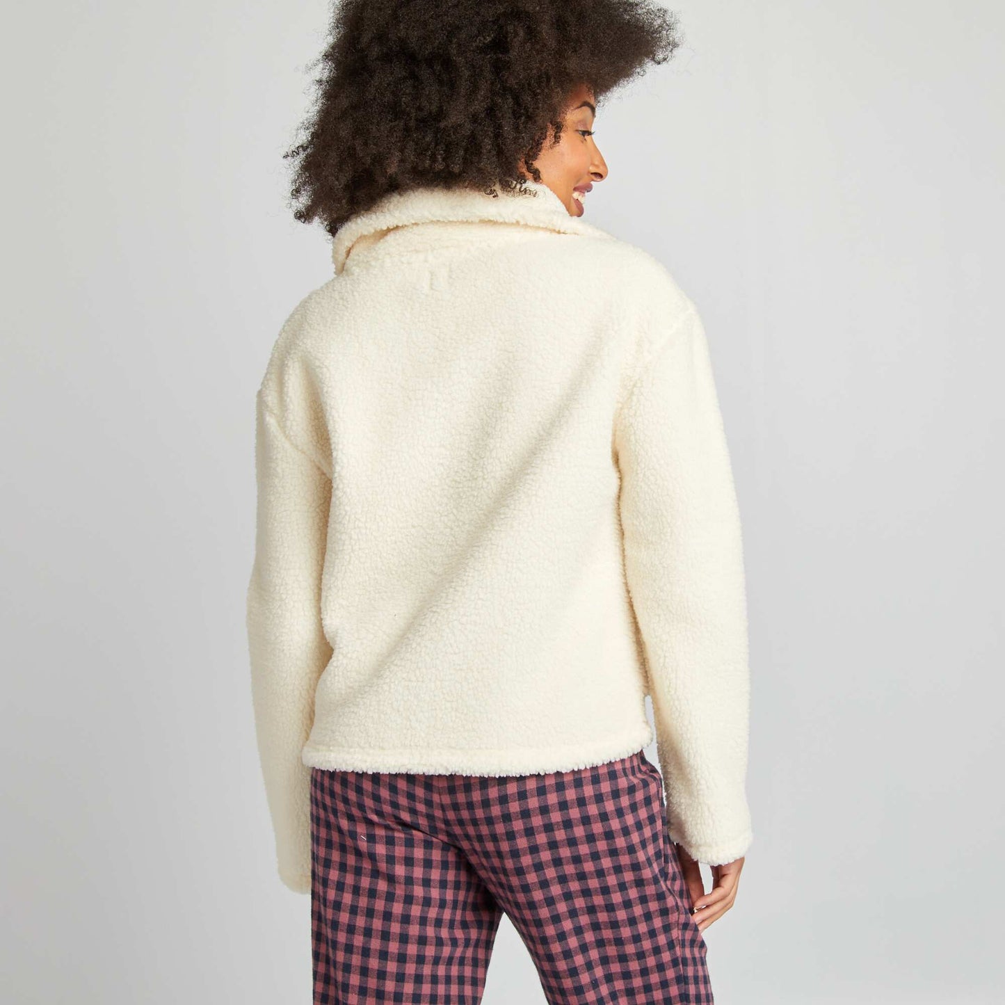 Sweat col montant effet moutonné BEIGE
