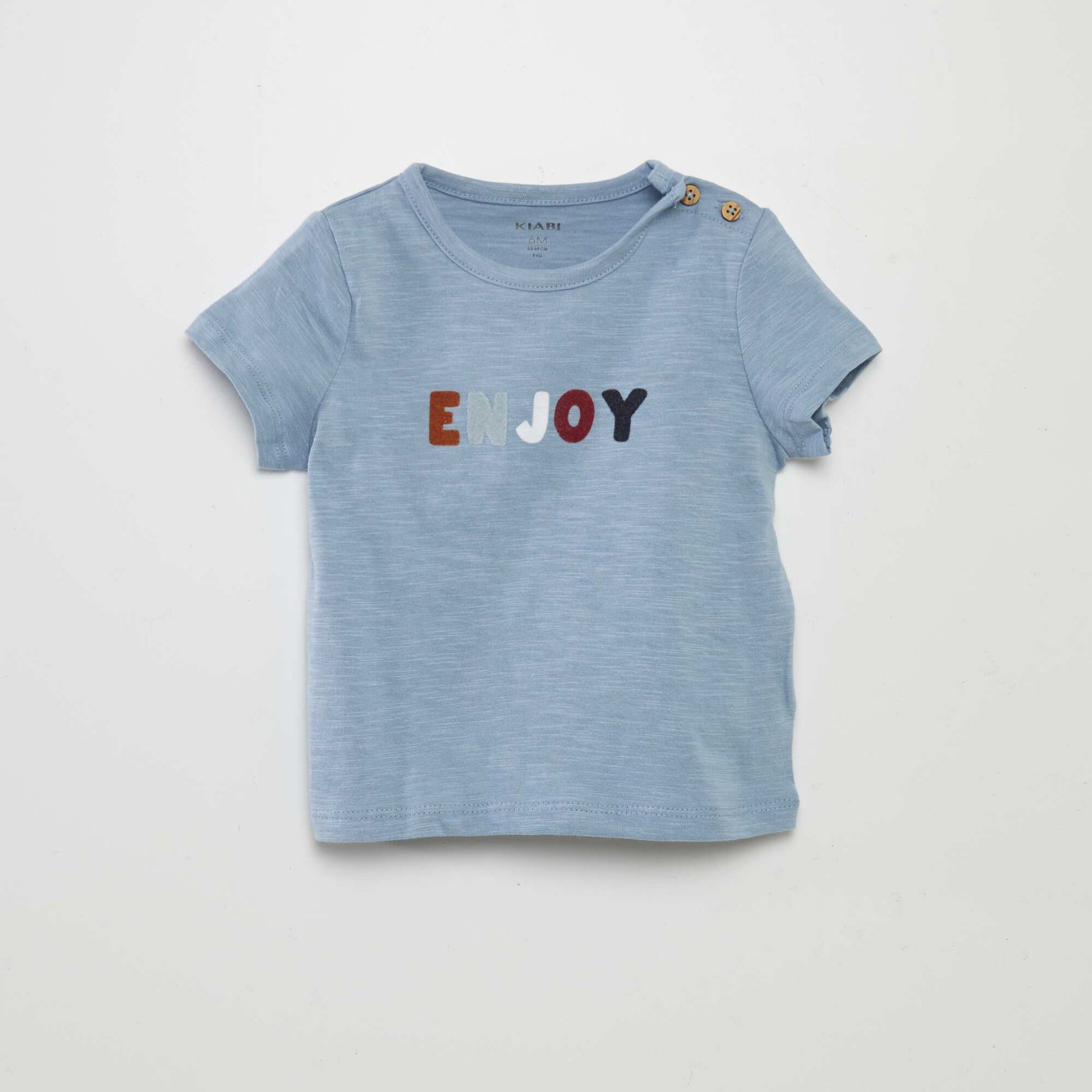 Tee-shirt chiné à message BLEU