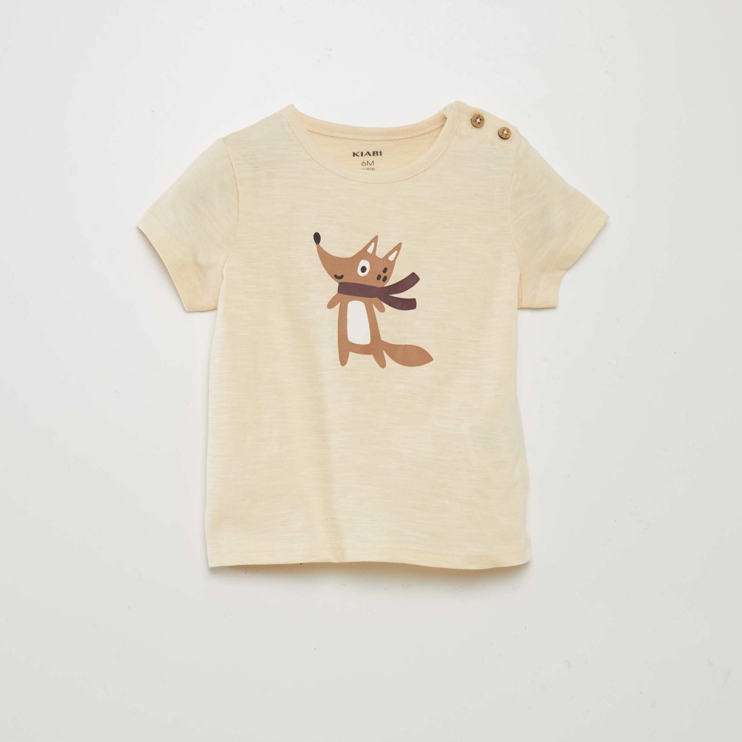 Tee-shirt chiné imprimé renard BEIGE