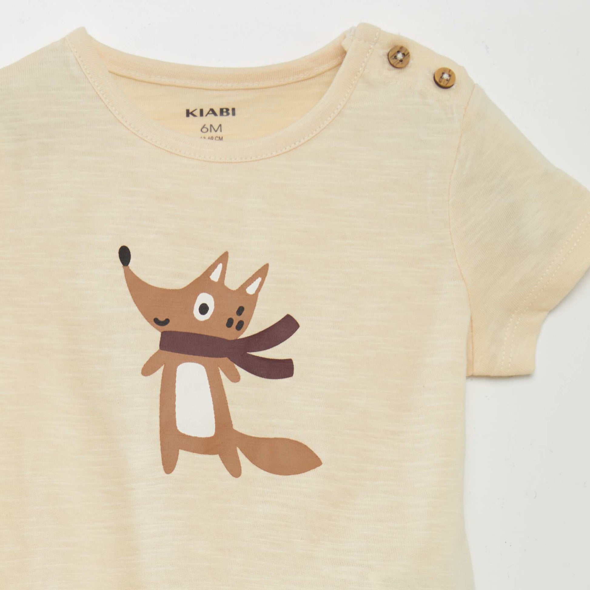 Tee-shirt chiné imprimé renard BEIGE