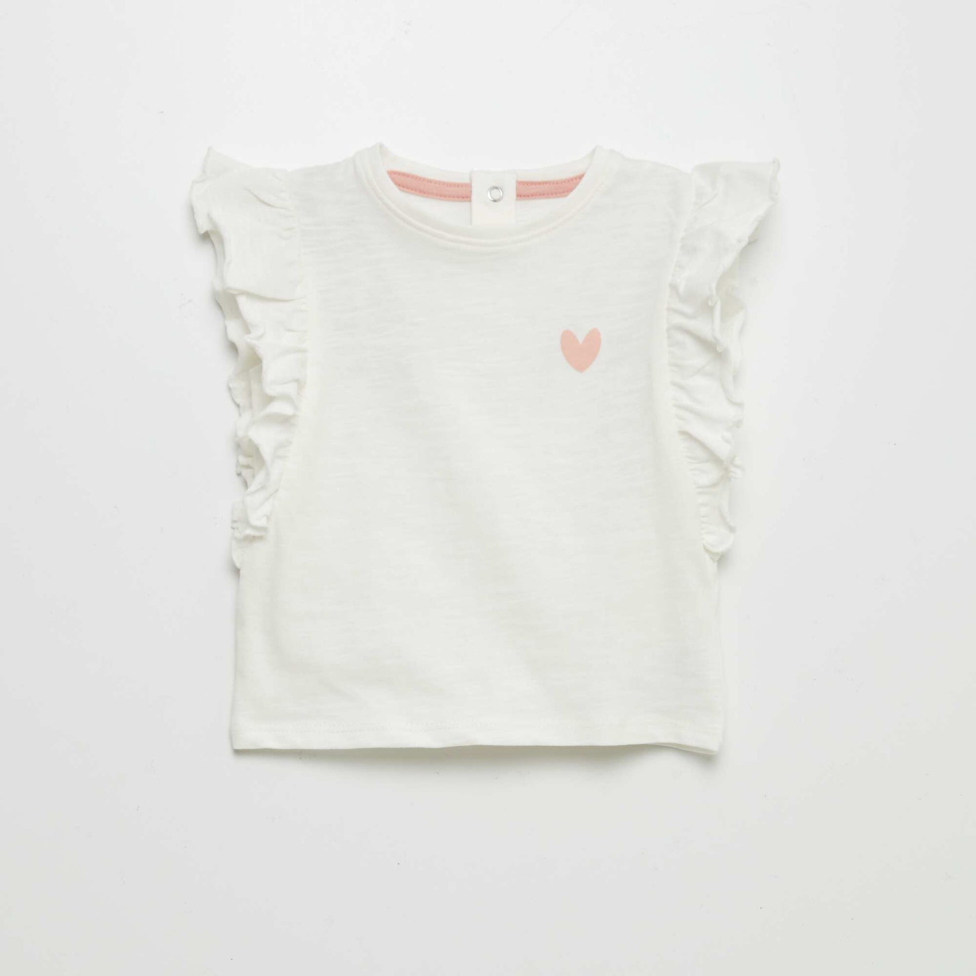 T-shirt à volants BLANC
