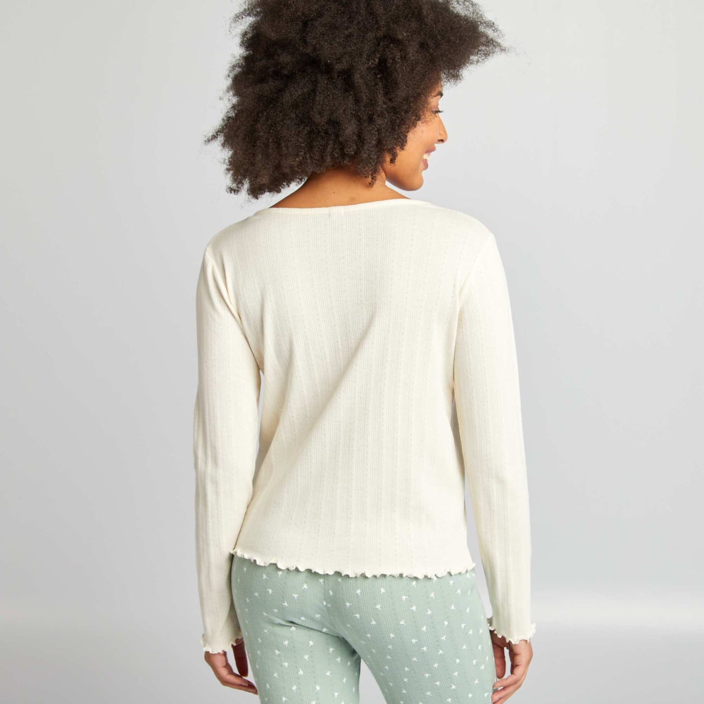 Gilet de nuit en maille pointelle CRèME