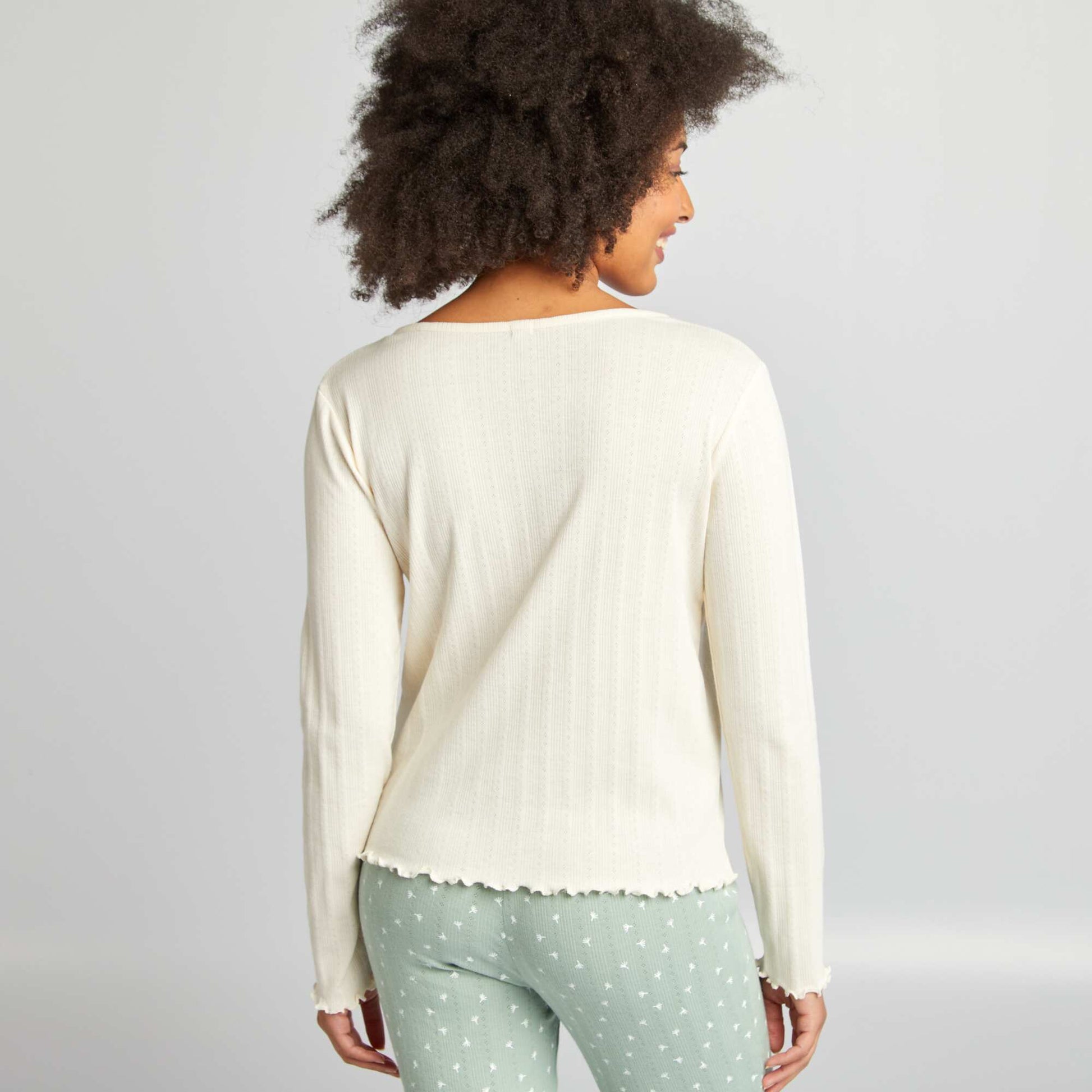 Gilet de nuit en maille pointelle CRèME