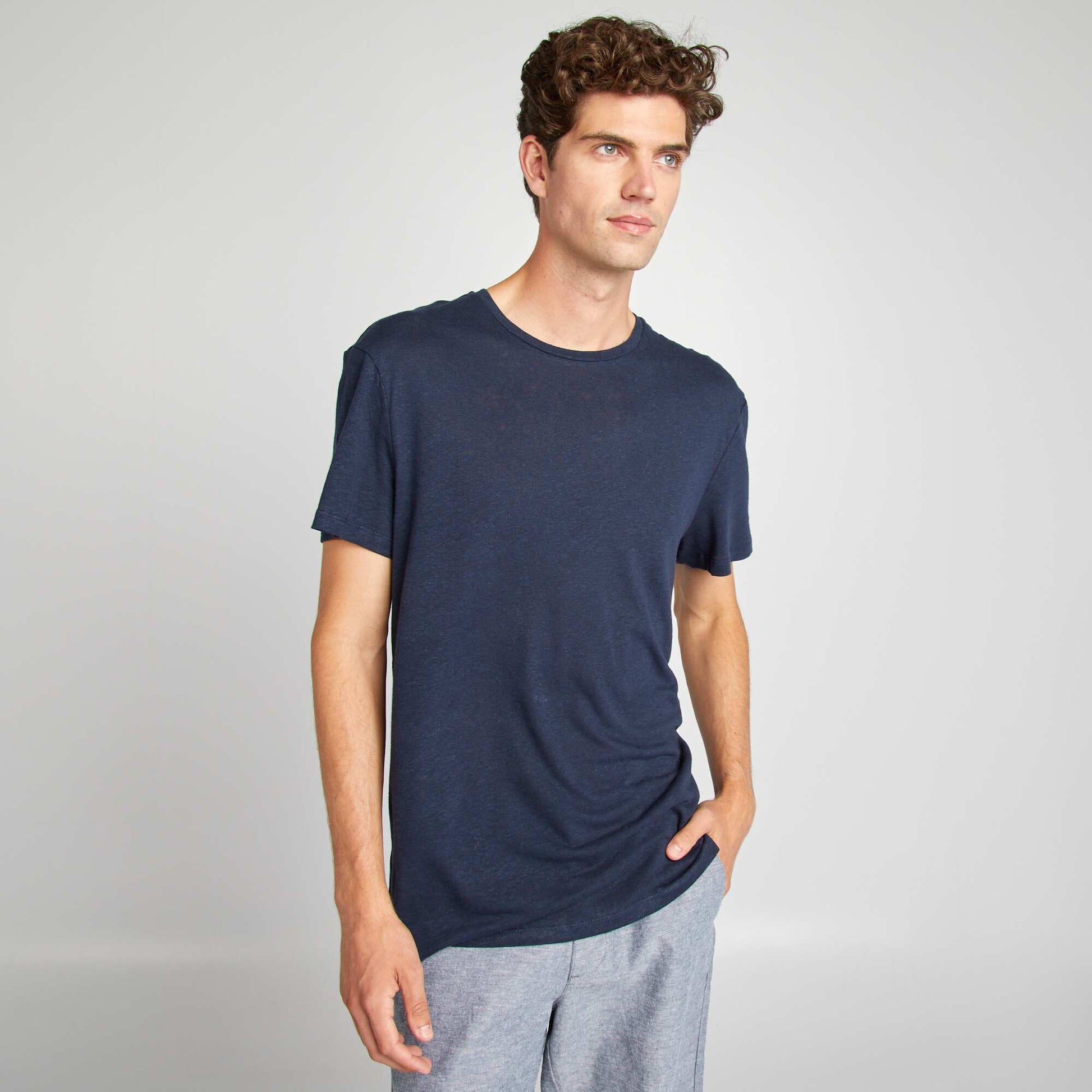 T-shirt uni manches courtes MARINE