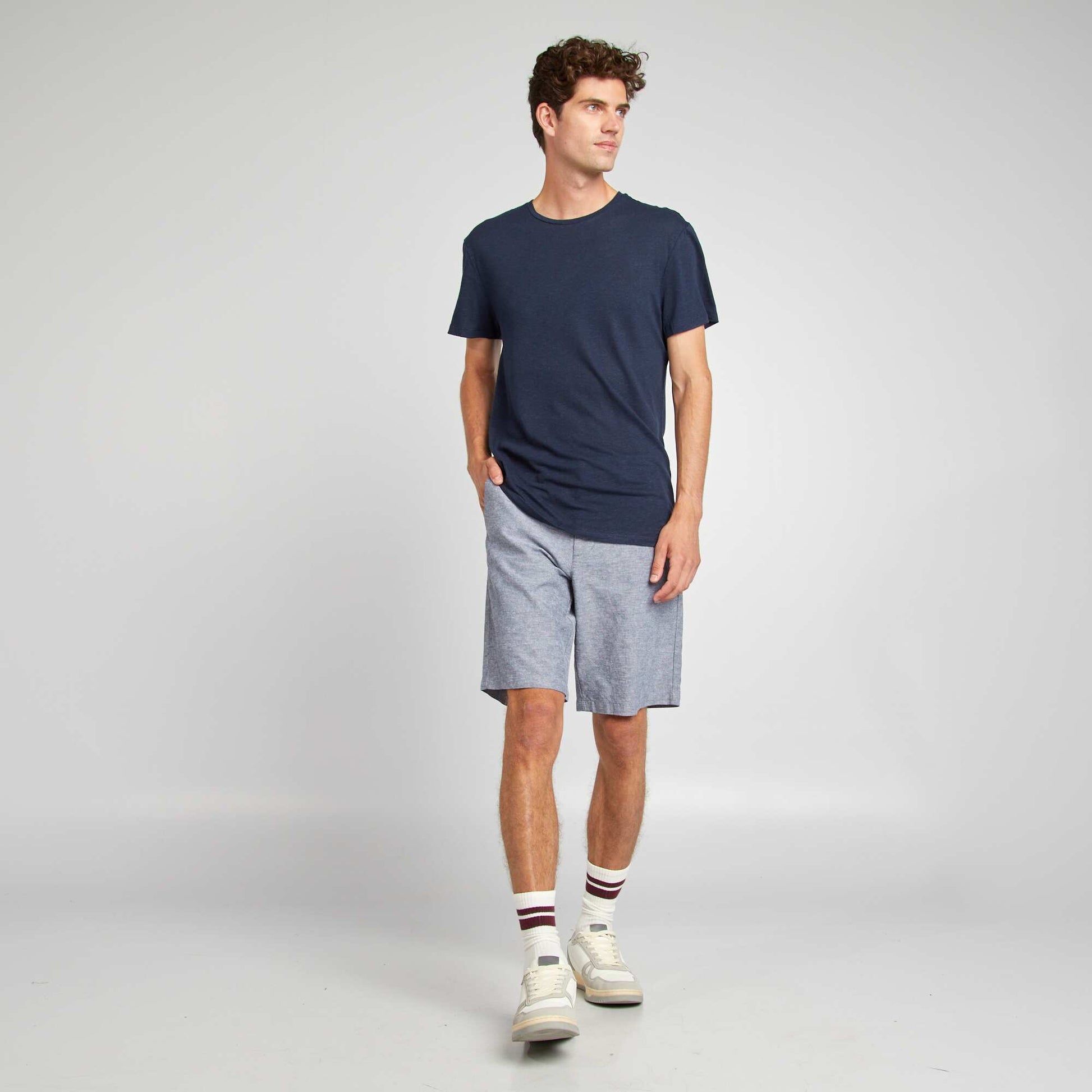 T-shirt uni manches courtes MARINE