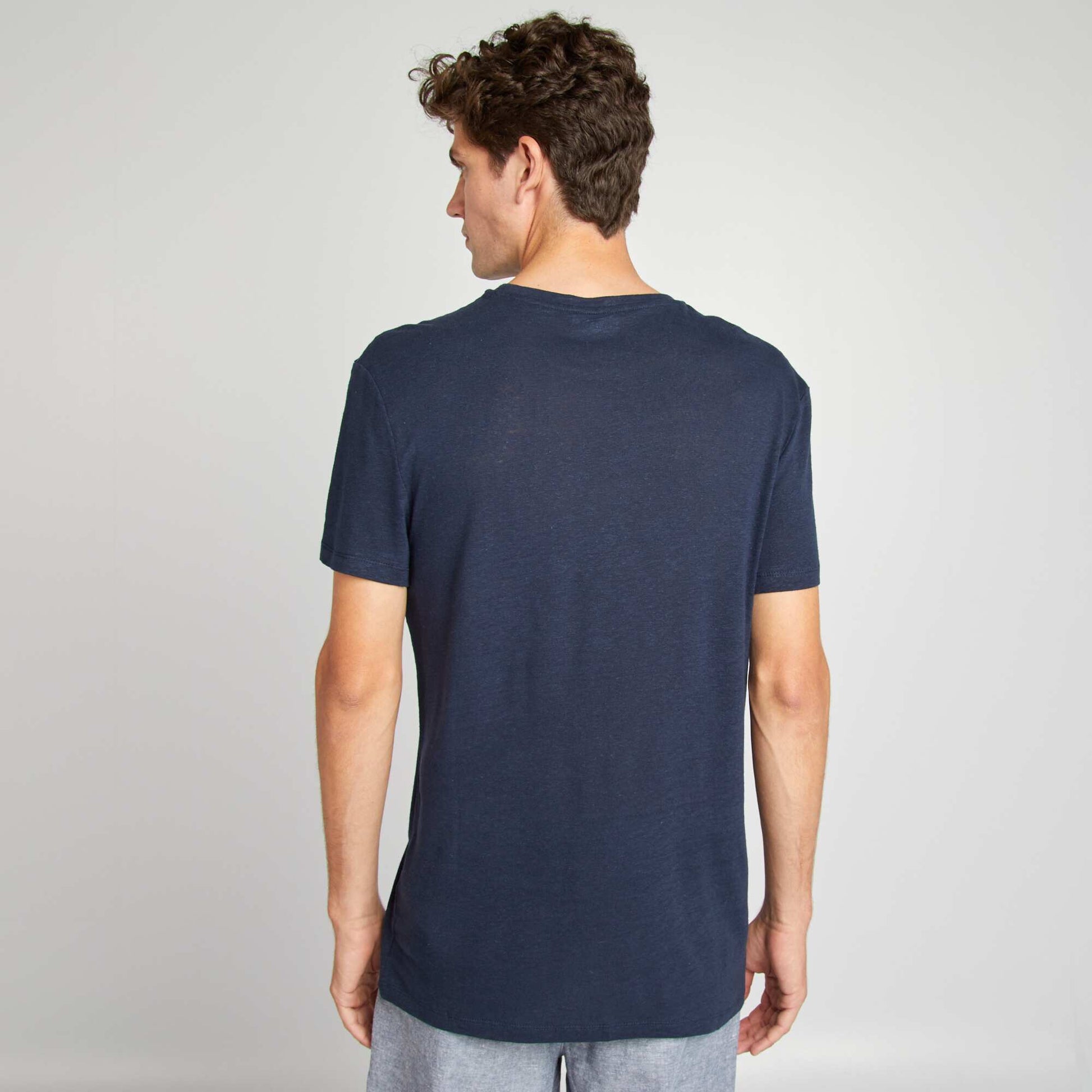 T-shirt uni manches courtes MARINE