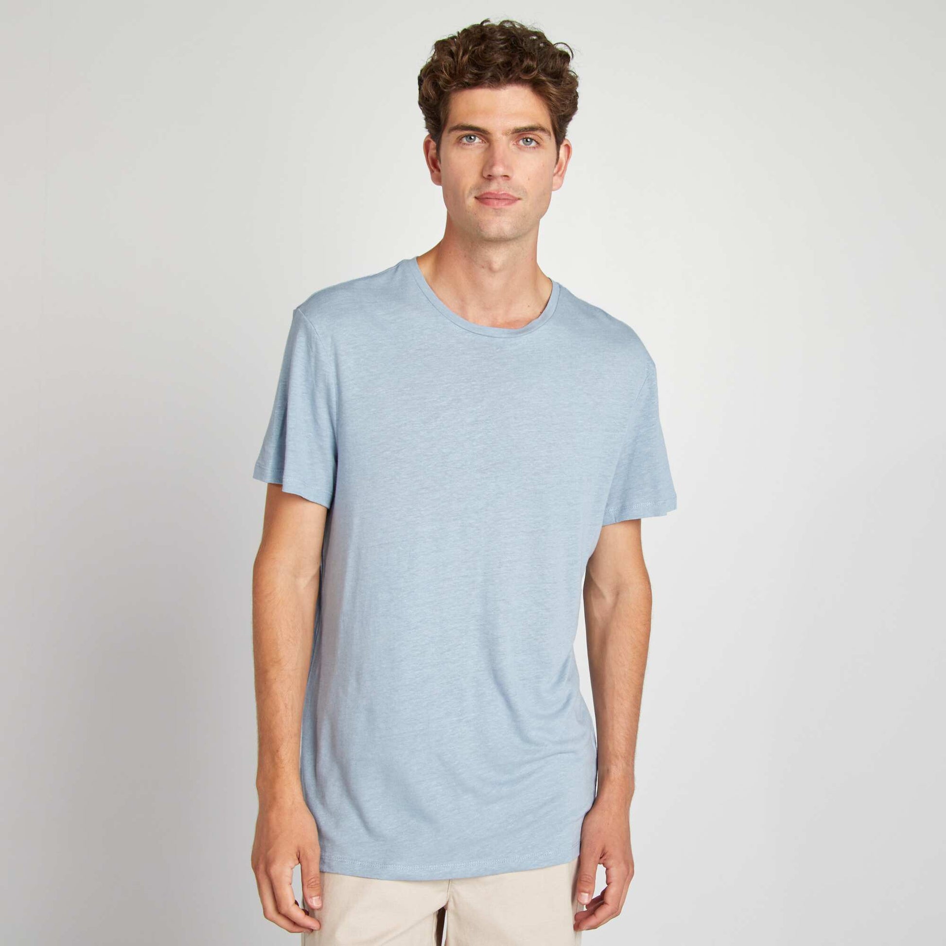 T-shirt uni manches courtes BLEU