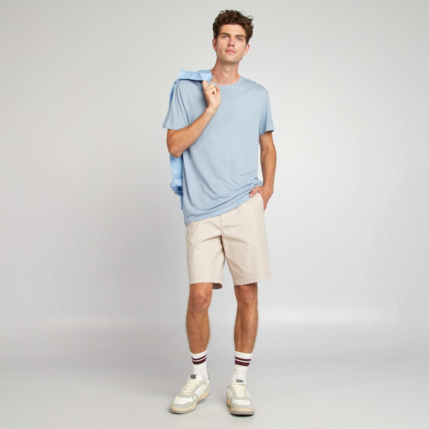 T-shirt uni manches courtes BLEU